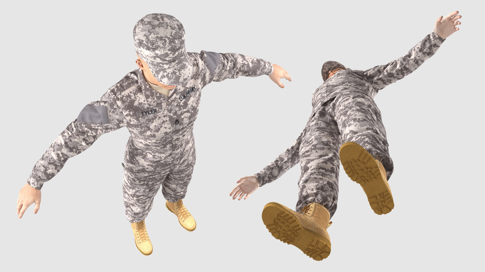 Female Soldier Military ACU Rigged 3D model