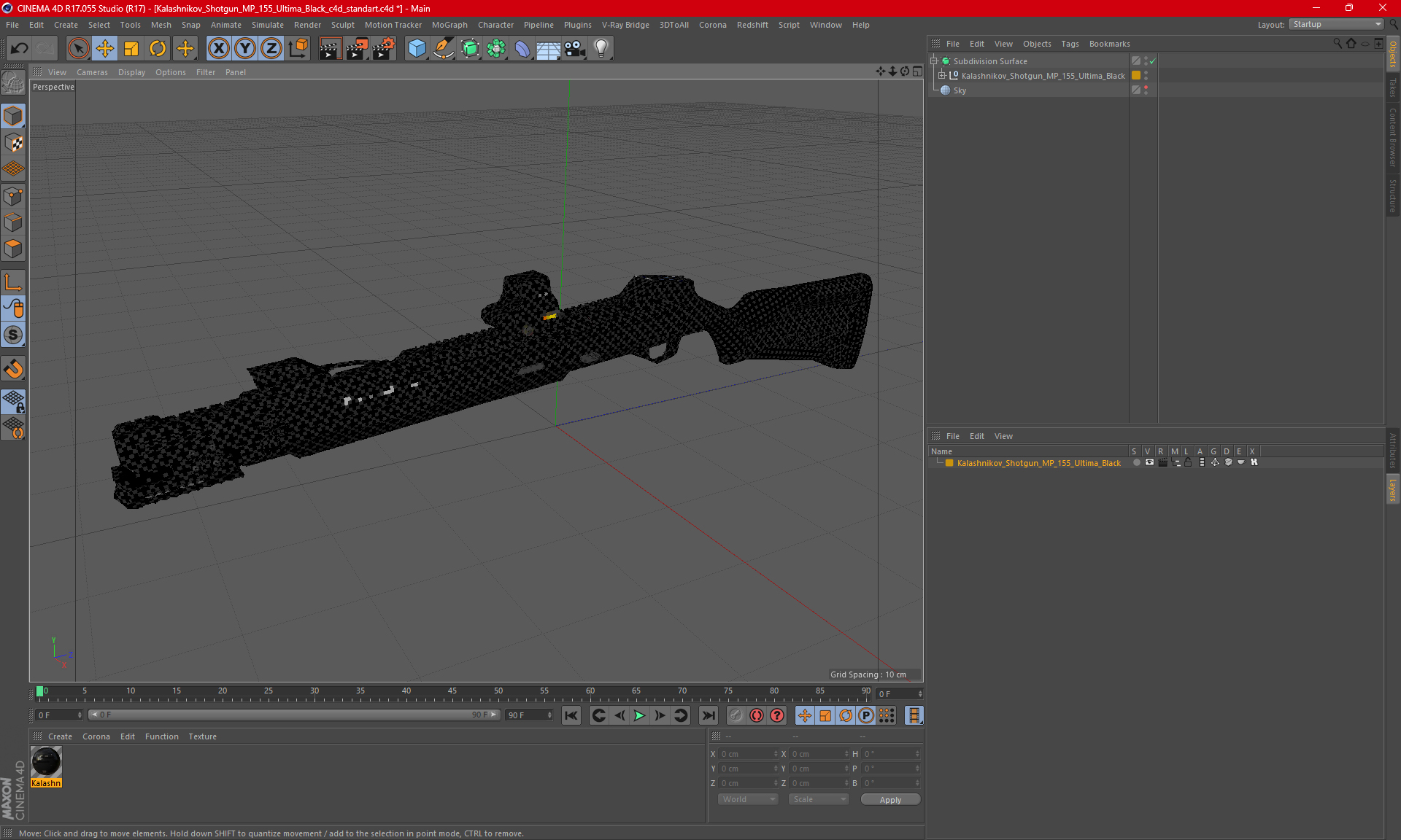 Kalashnikov Shotgun MP 155 Ultima Black 3D model