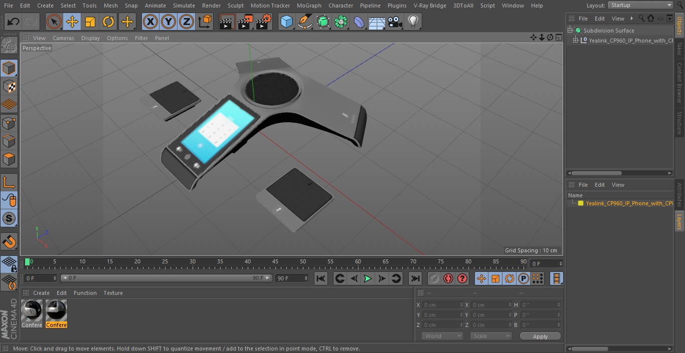 3D model Yealink CP960 IP Phone with CPW90 Satellite Microphones
