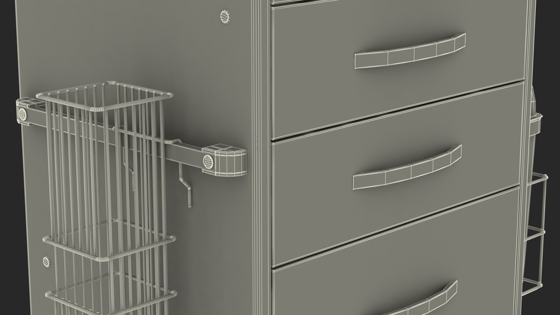 3D General Purpose Medical Cart with Organizer model