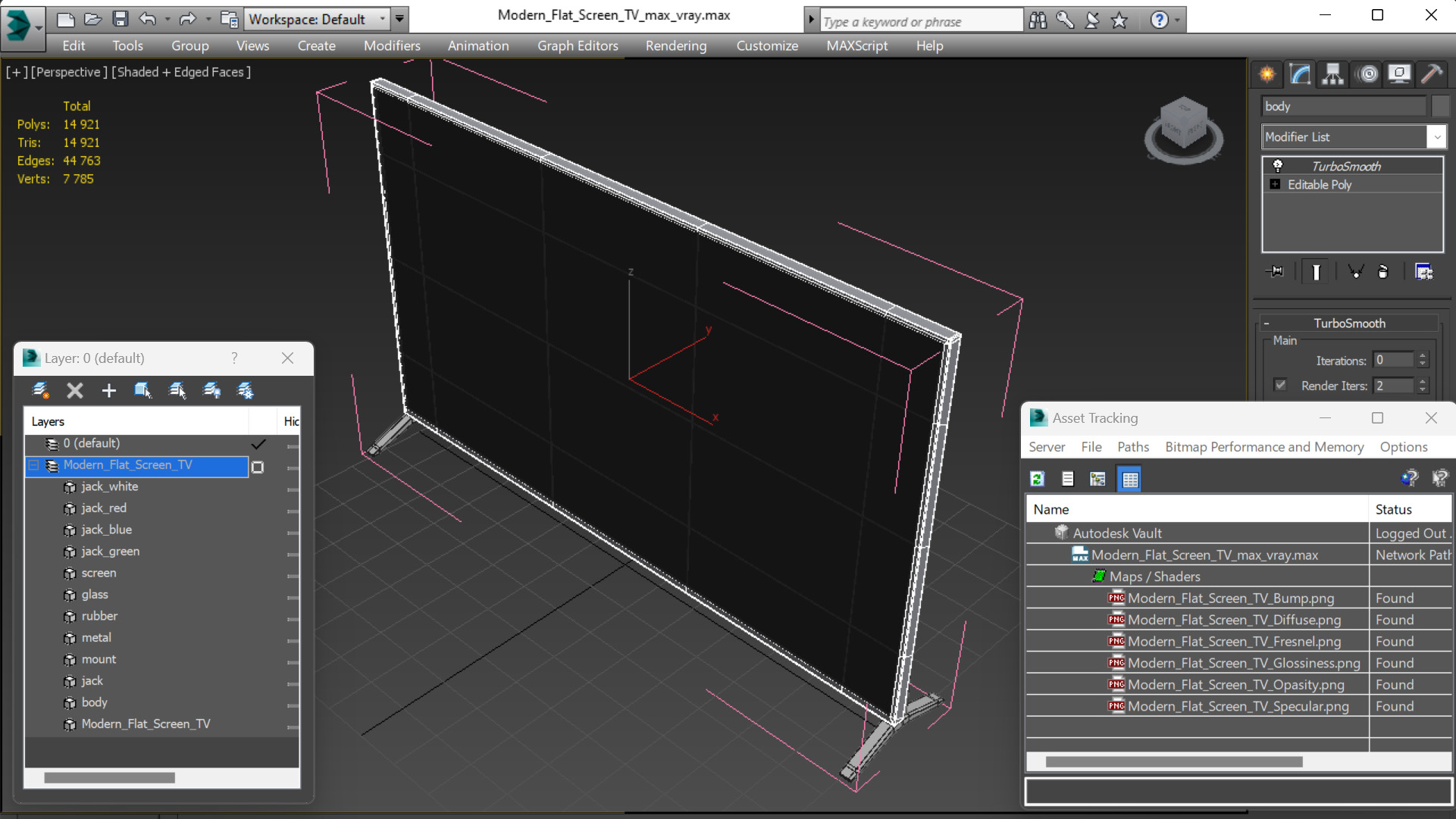 3D Modern Flat Screen TV