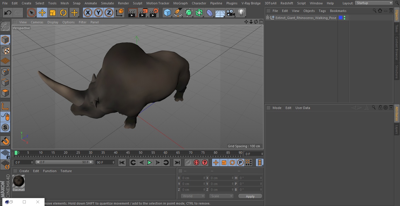 Extinct Giant Rhinoceros Walking Pose 3D