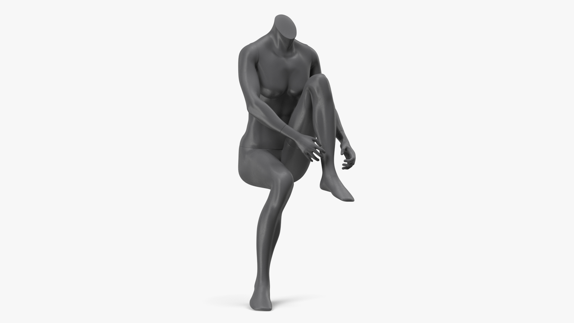 Female Sports Mannequin Sitting Black 3D