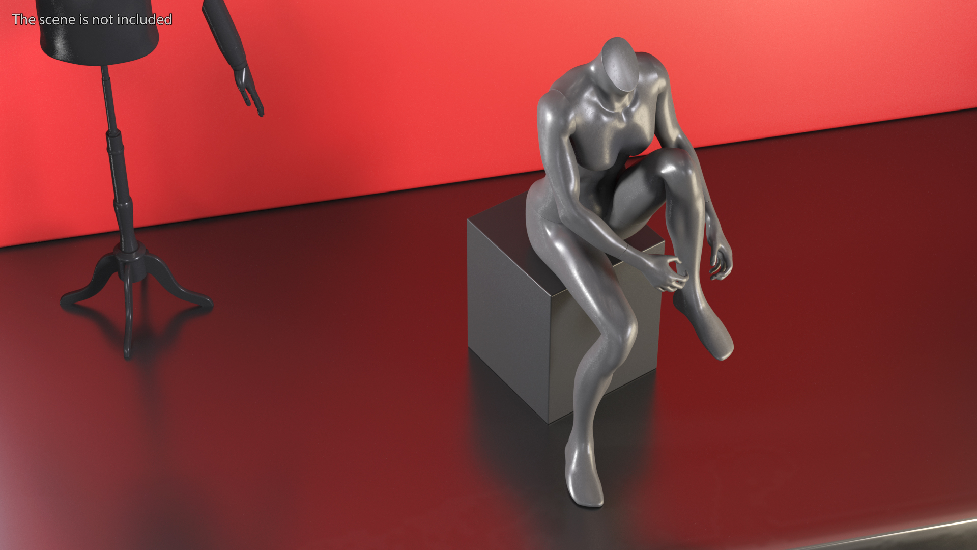 Female Sports Mannequin Sitting Black 3D