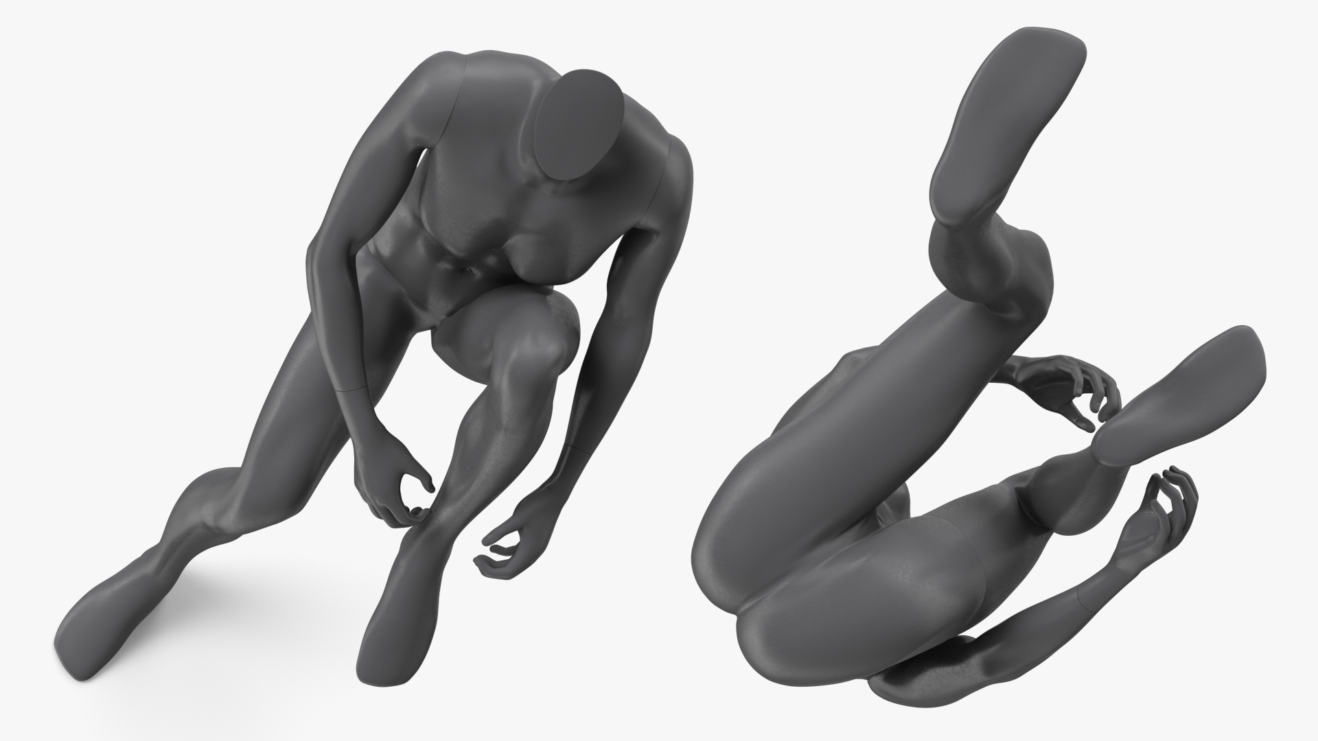 Female Sports Mannequin Sitting Black 3D