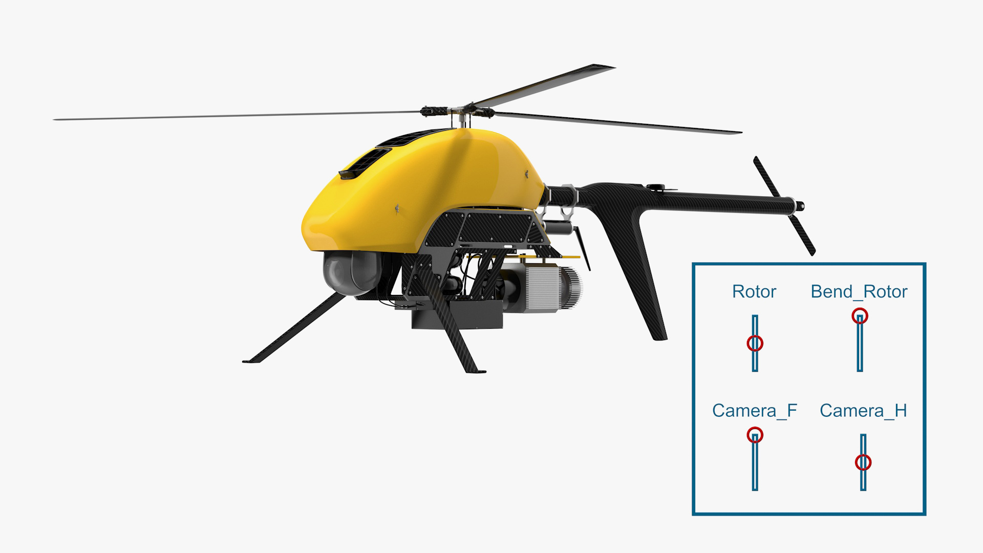 Helicopter UAV Drone Rigged 3D