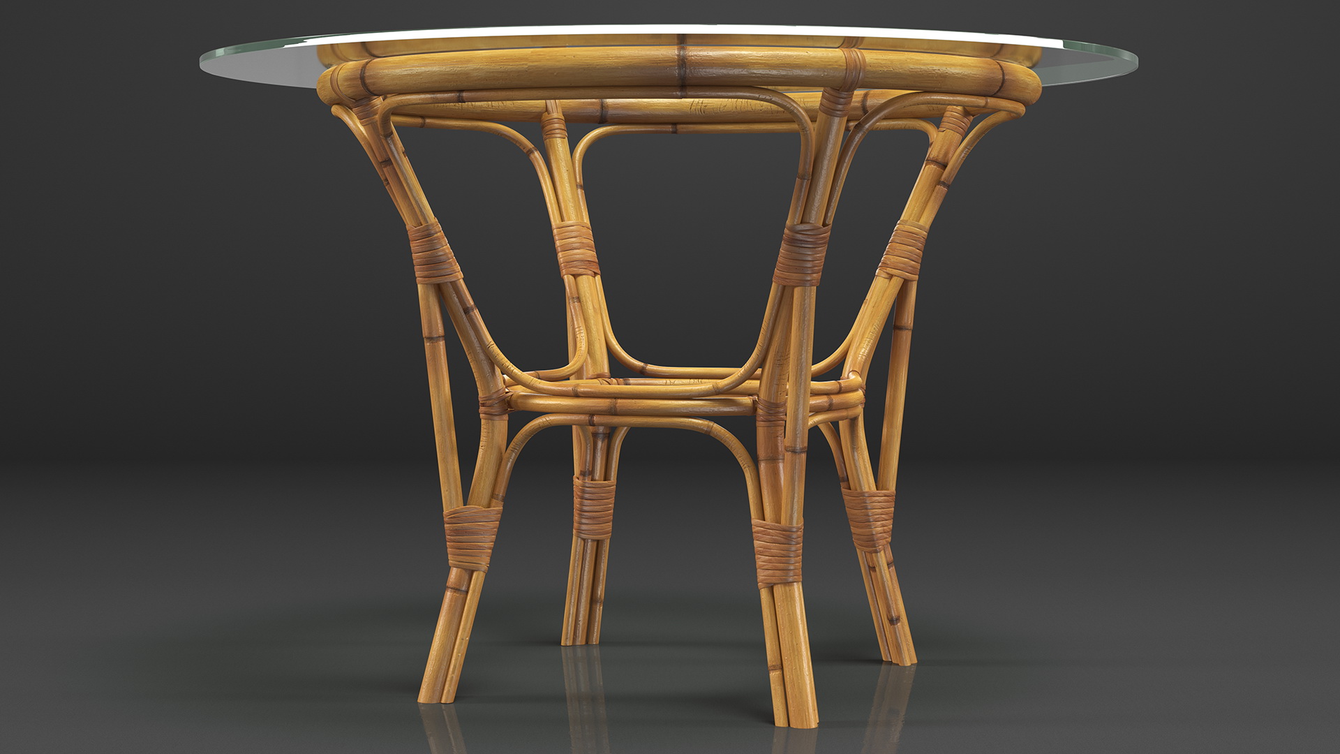 3D Bamboo Dining Table Glass Top with Chairs