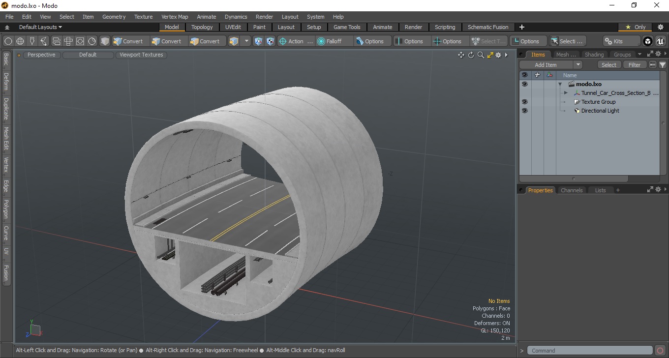 Tunnel Car Cross Section Bend 3D model