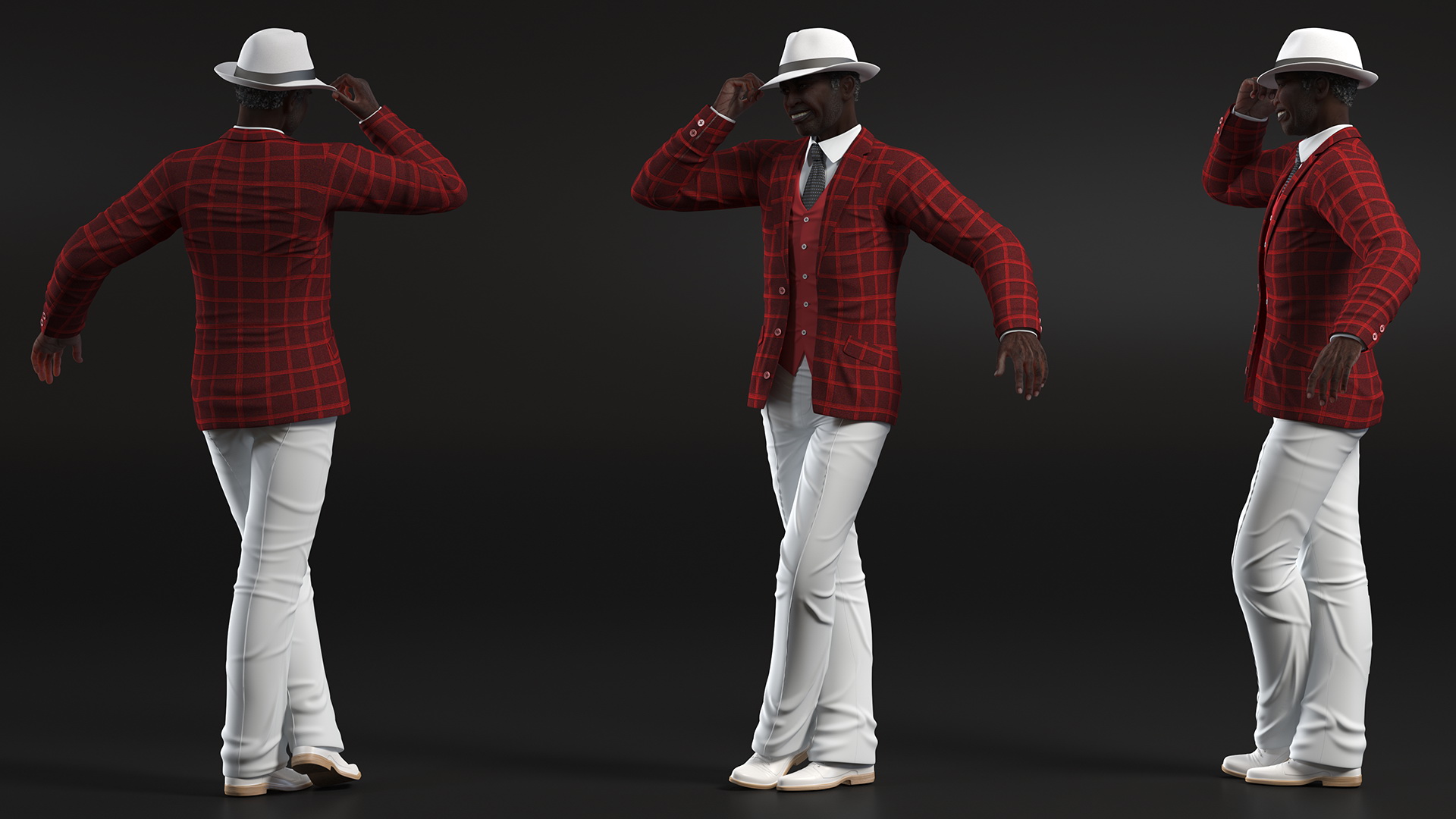 Old Afro American Man Party Outfit Dancing 3D