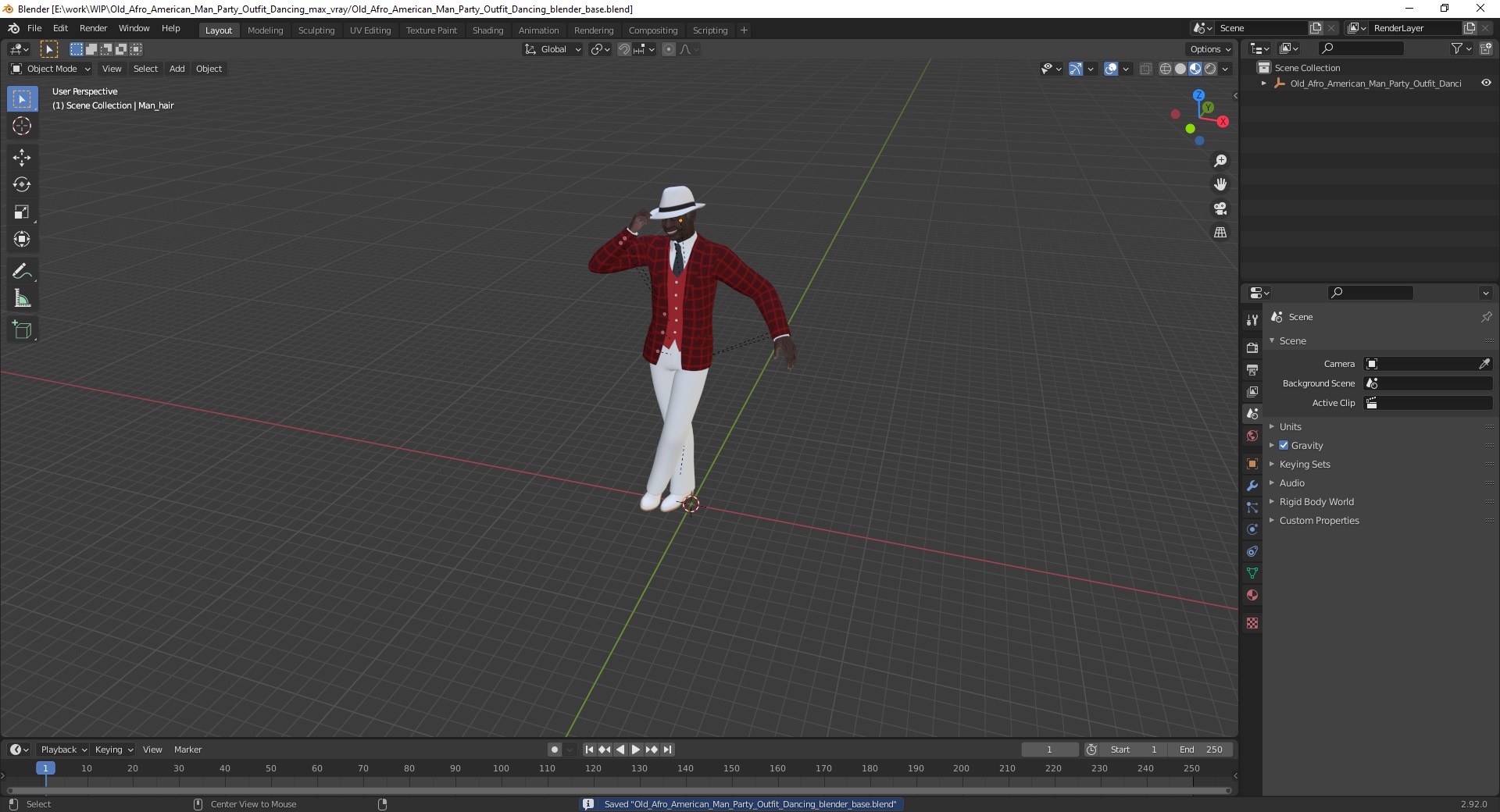 Old Afro American Man Party Outfit Dancing 3D