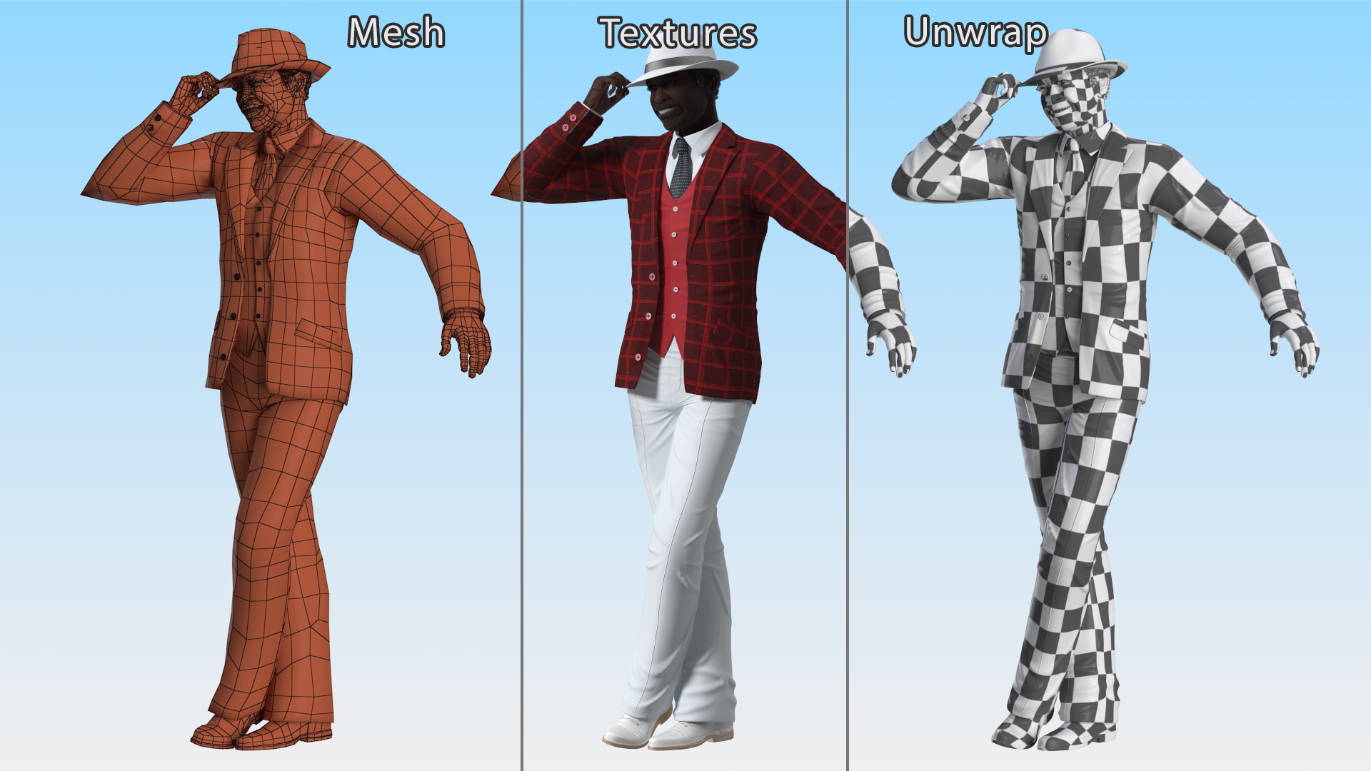 Old Afro American Man Party Outfit Dancing 3D