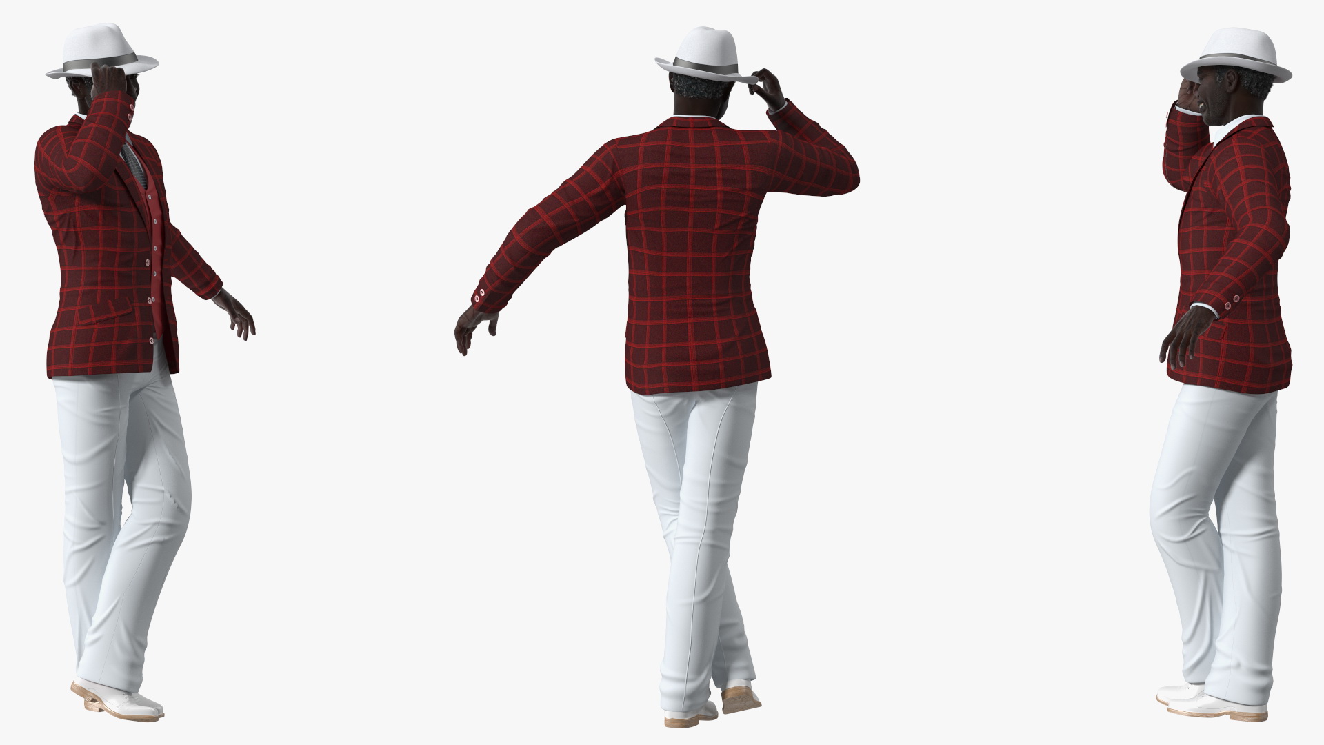 Old Afro American Man Party Outfit Dancing 3D