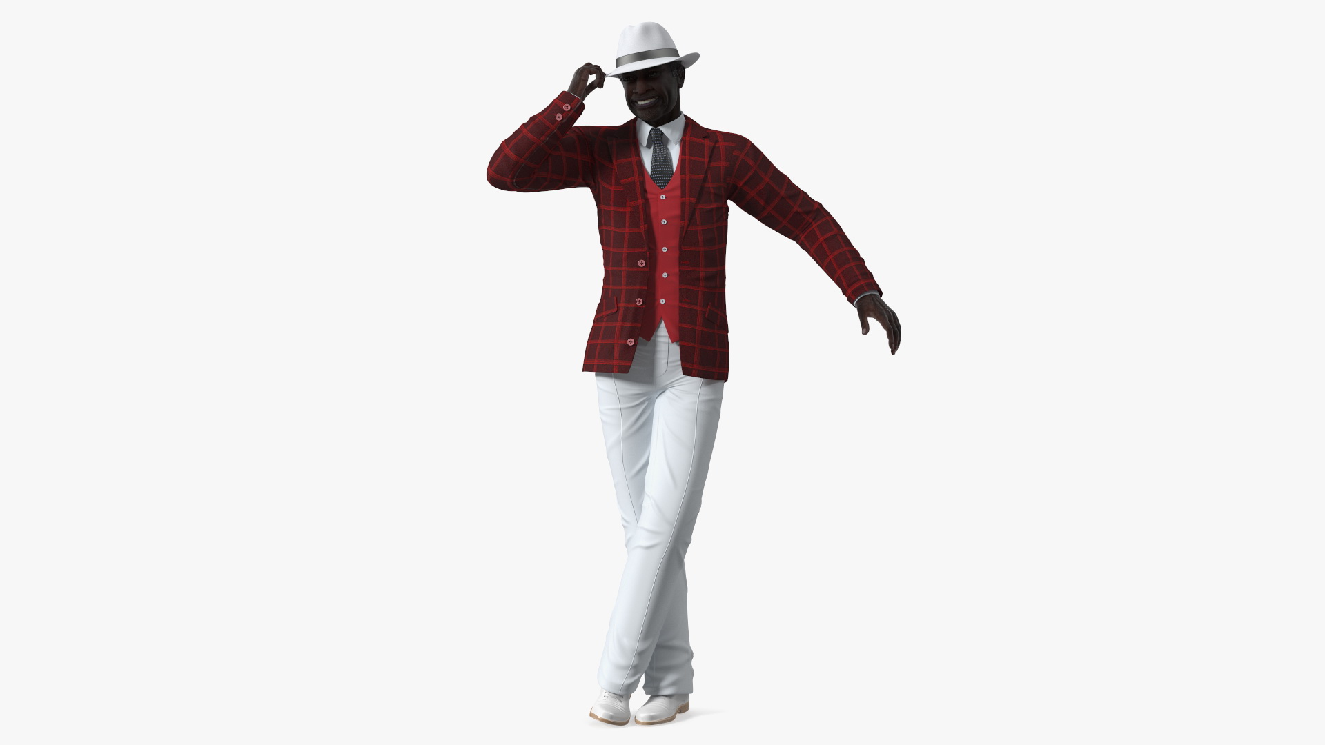 Old Afro American Man Party Outfit Dancing 3D