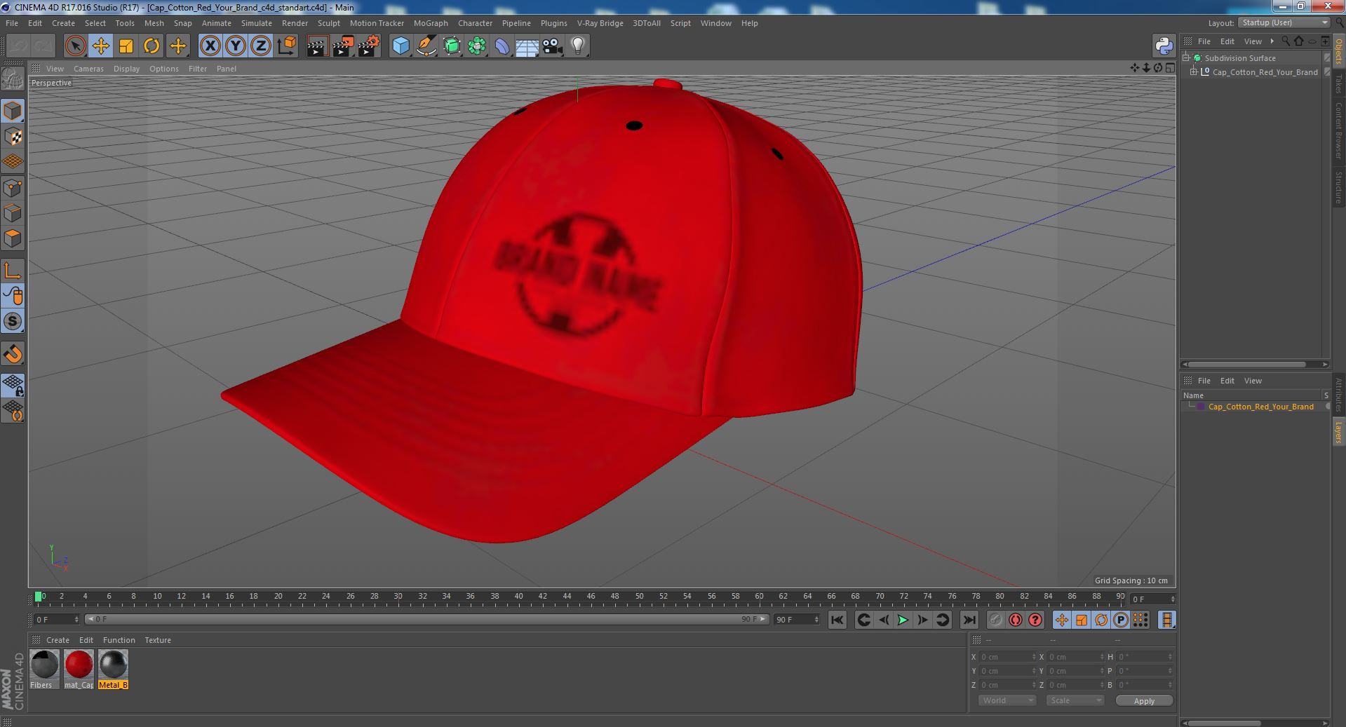 3D model Cap Cotton Red Your Brand