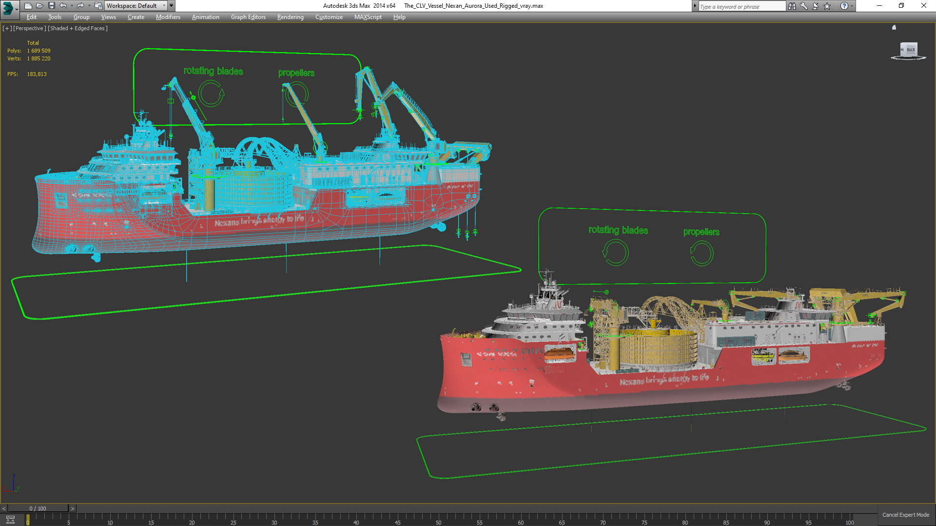 The CLV Vessel Nexan Aurora Used Rigged 3D model