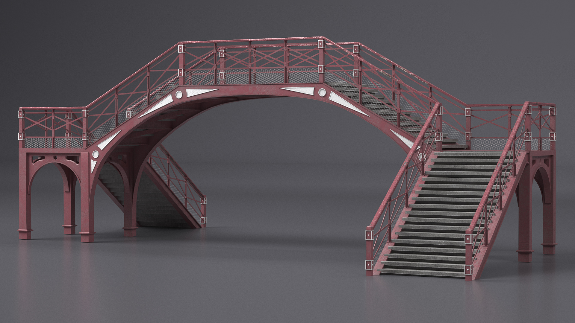 3D Retro Railway Pedestrian Bridge