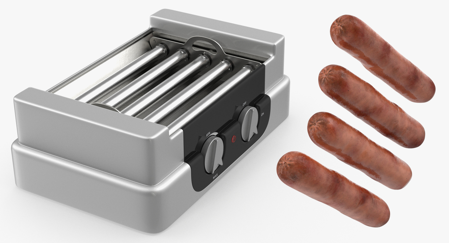 3D model Electric Rolling Hotdog Machine with Sausages