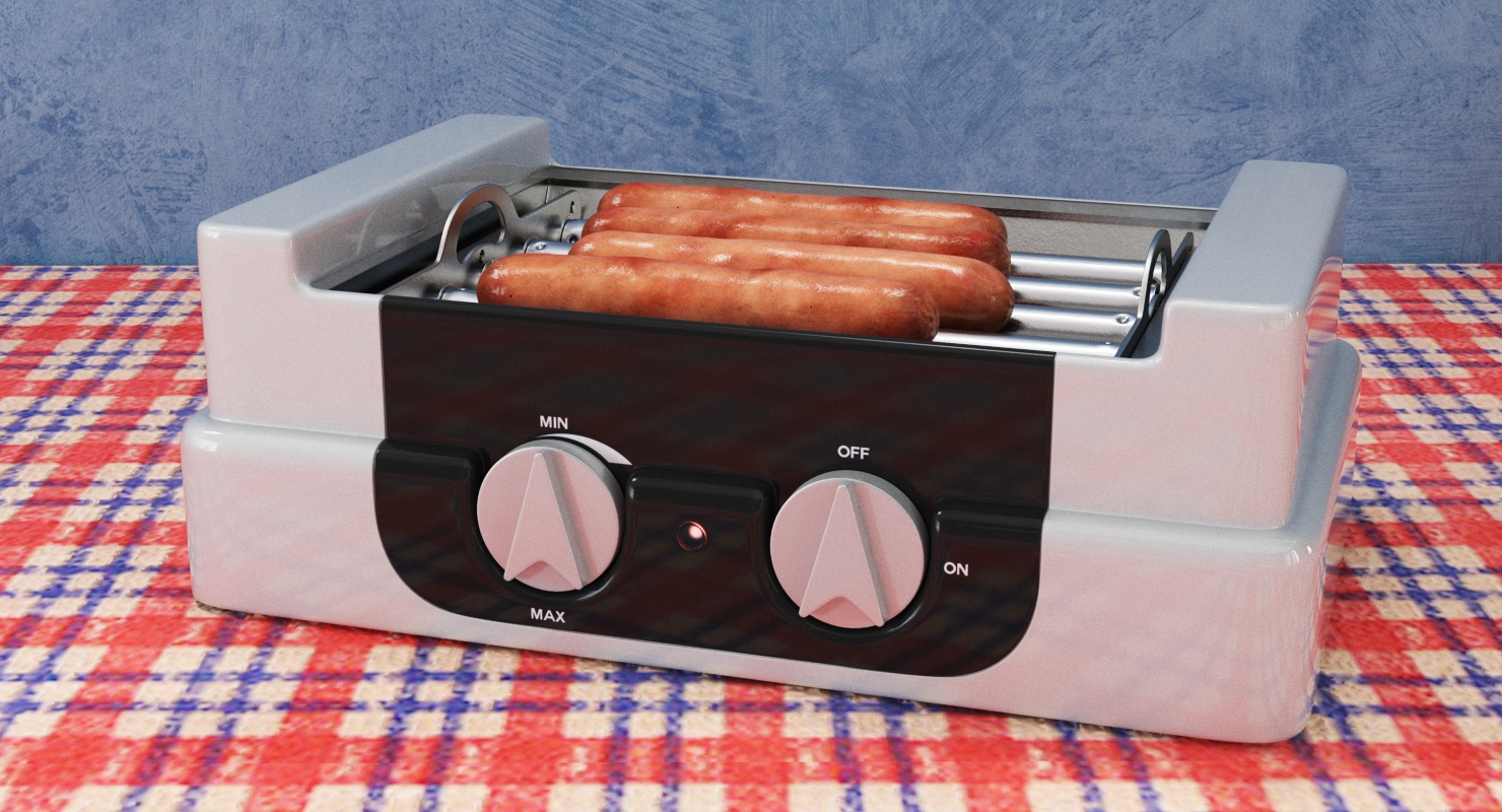 3D model Electric Rolling Hotdog Machine with Sausages