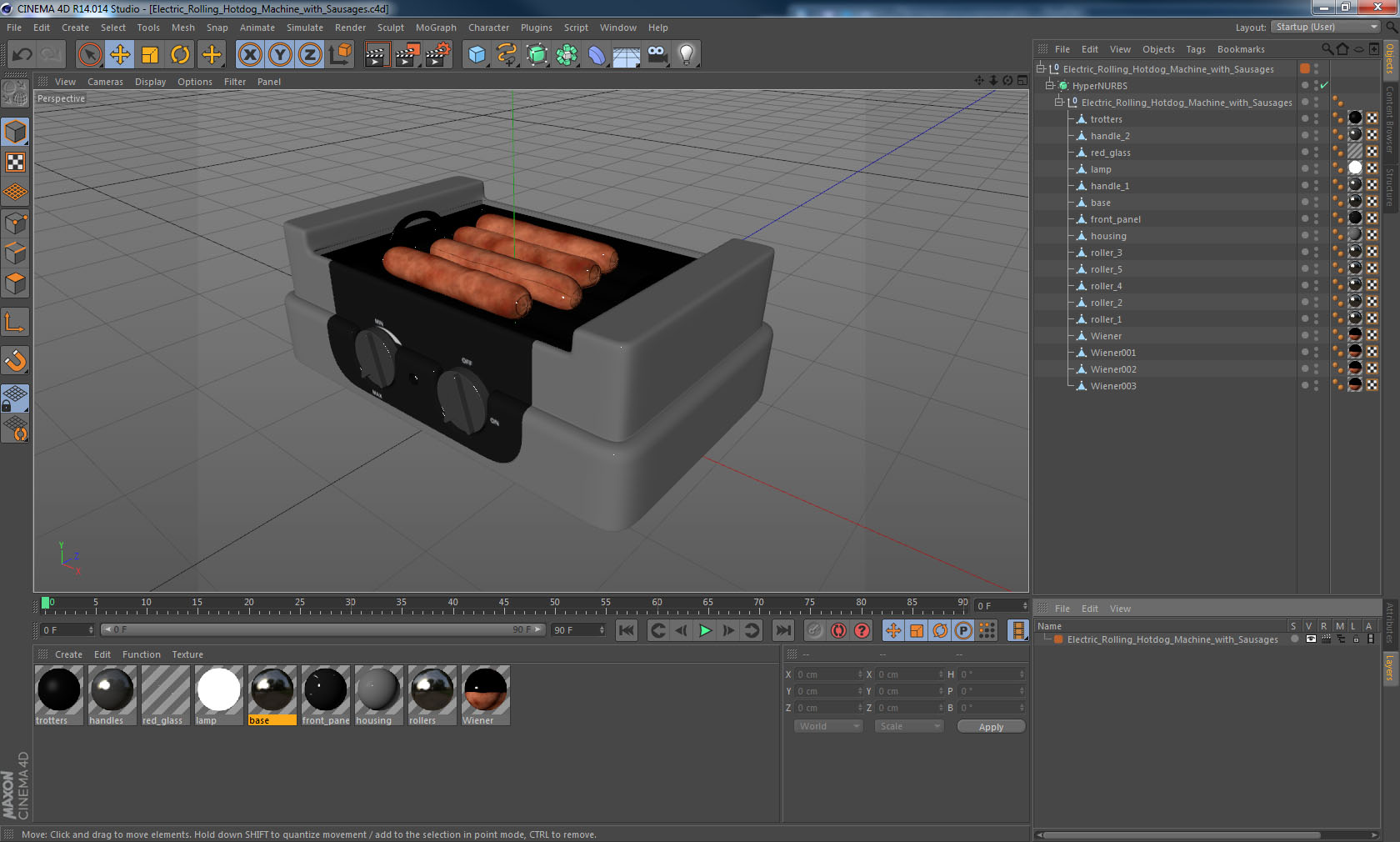 3D model Electric Rolling Hotdog Machine with Sausages