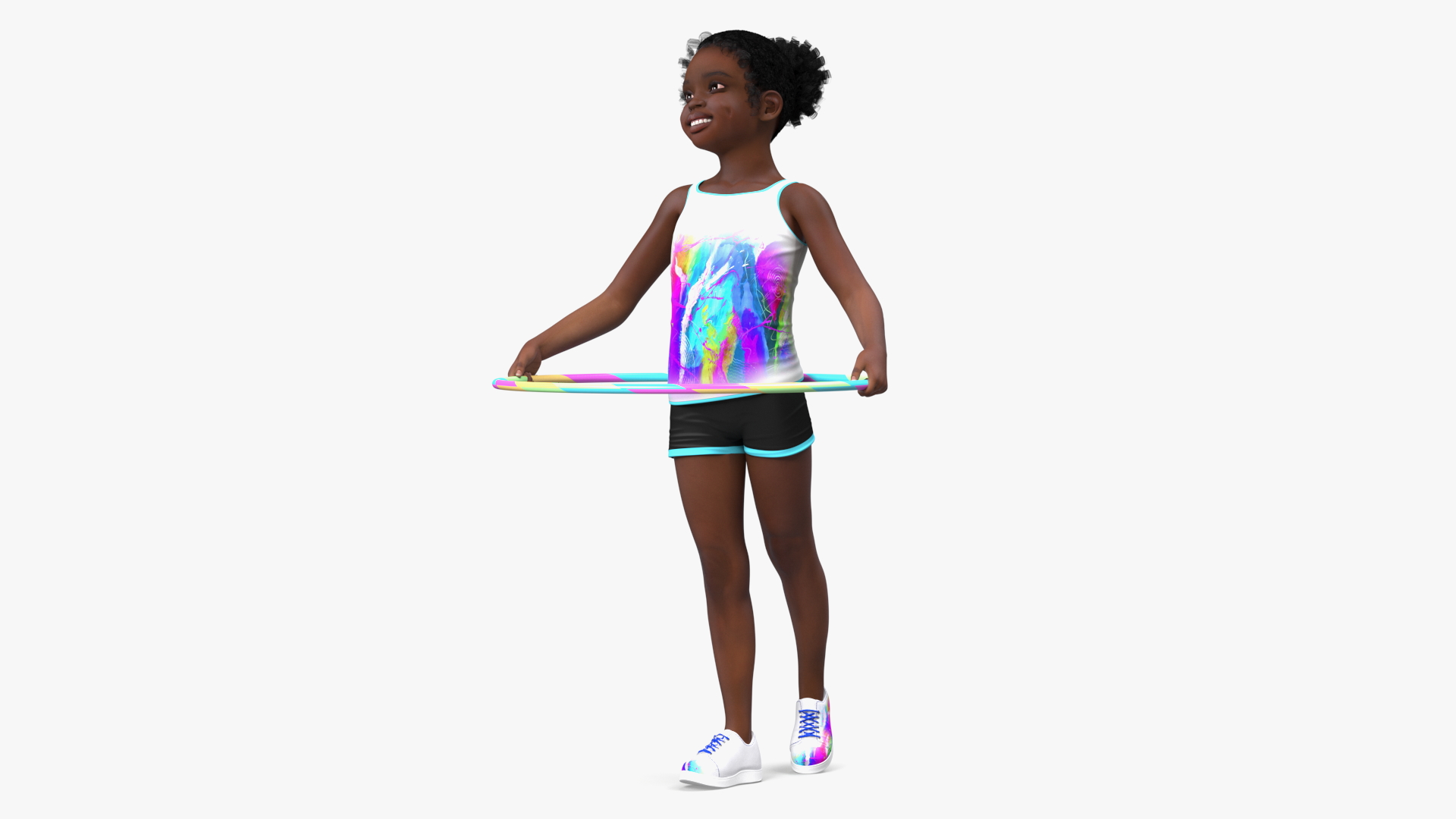 3D Black Child Girl With Hoop