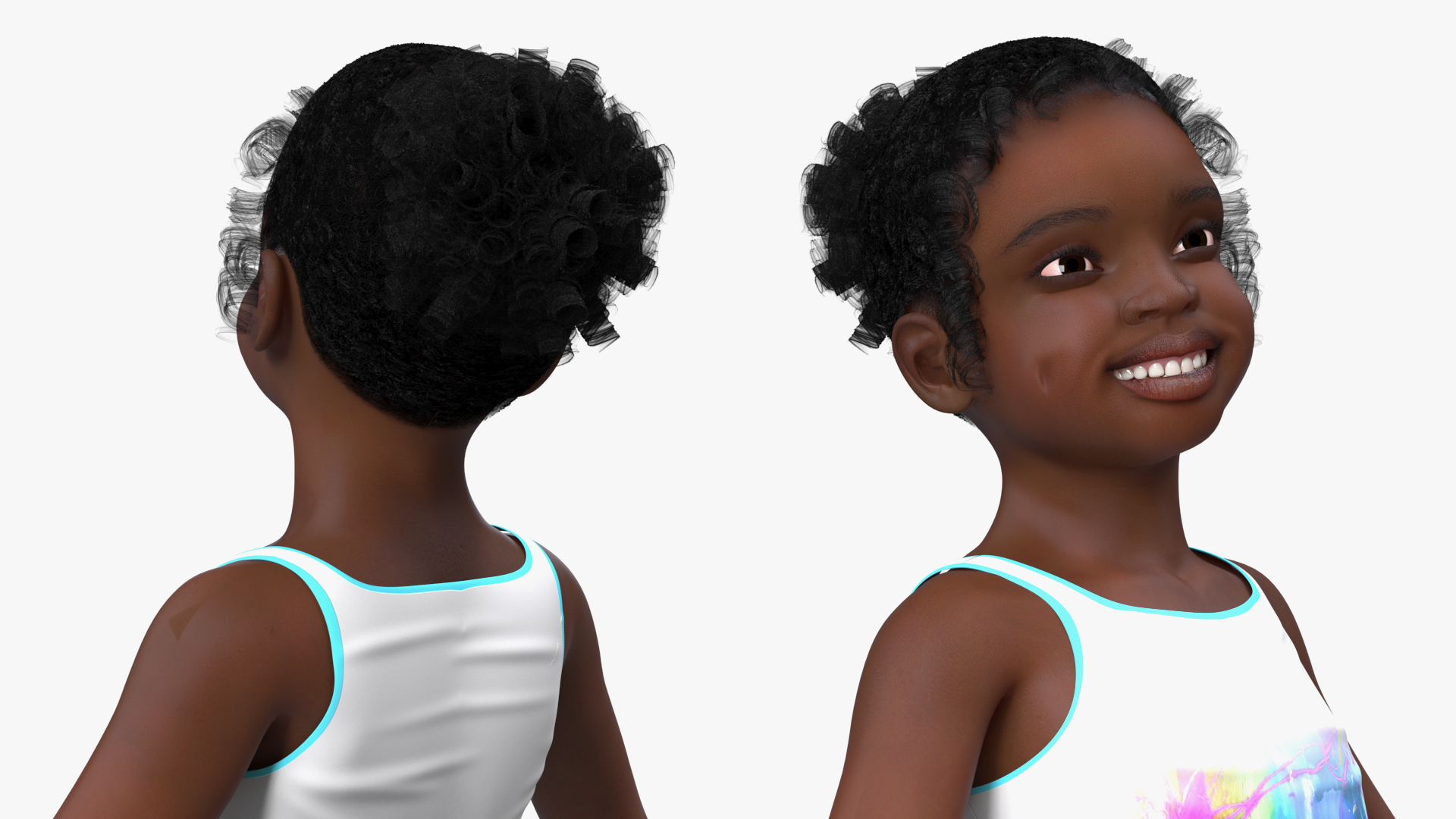 3D Black Child Girl With Hoop