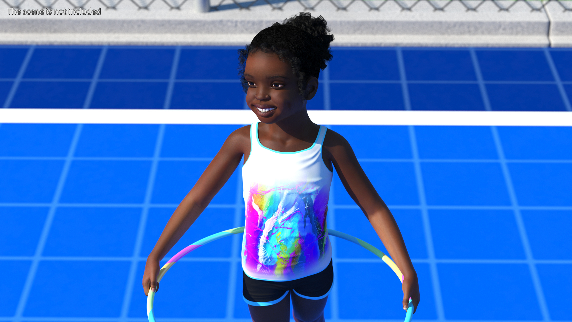 3D Black Child Girl With Hoop