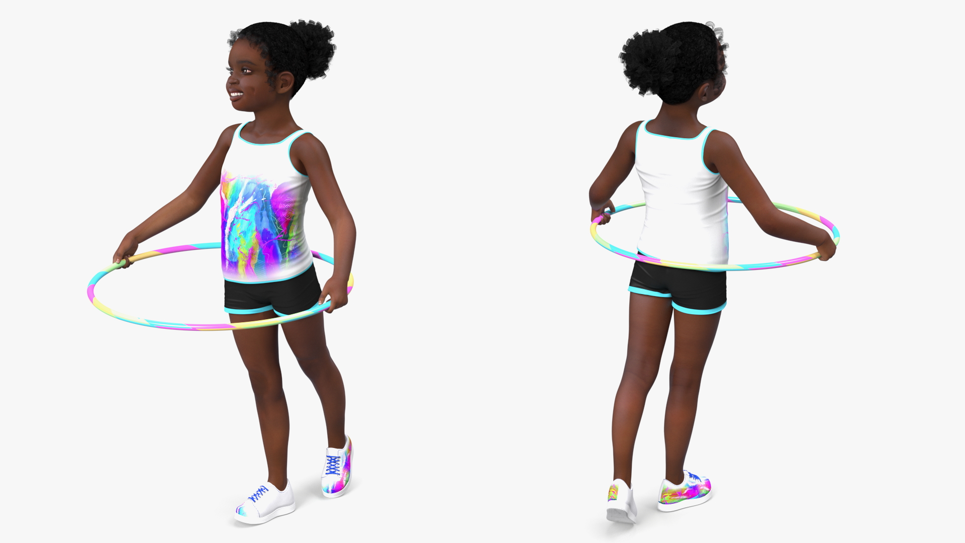 3D Black Child Girl With Hoop