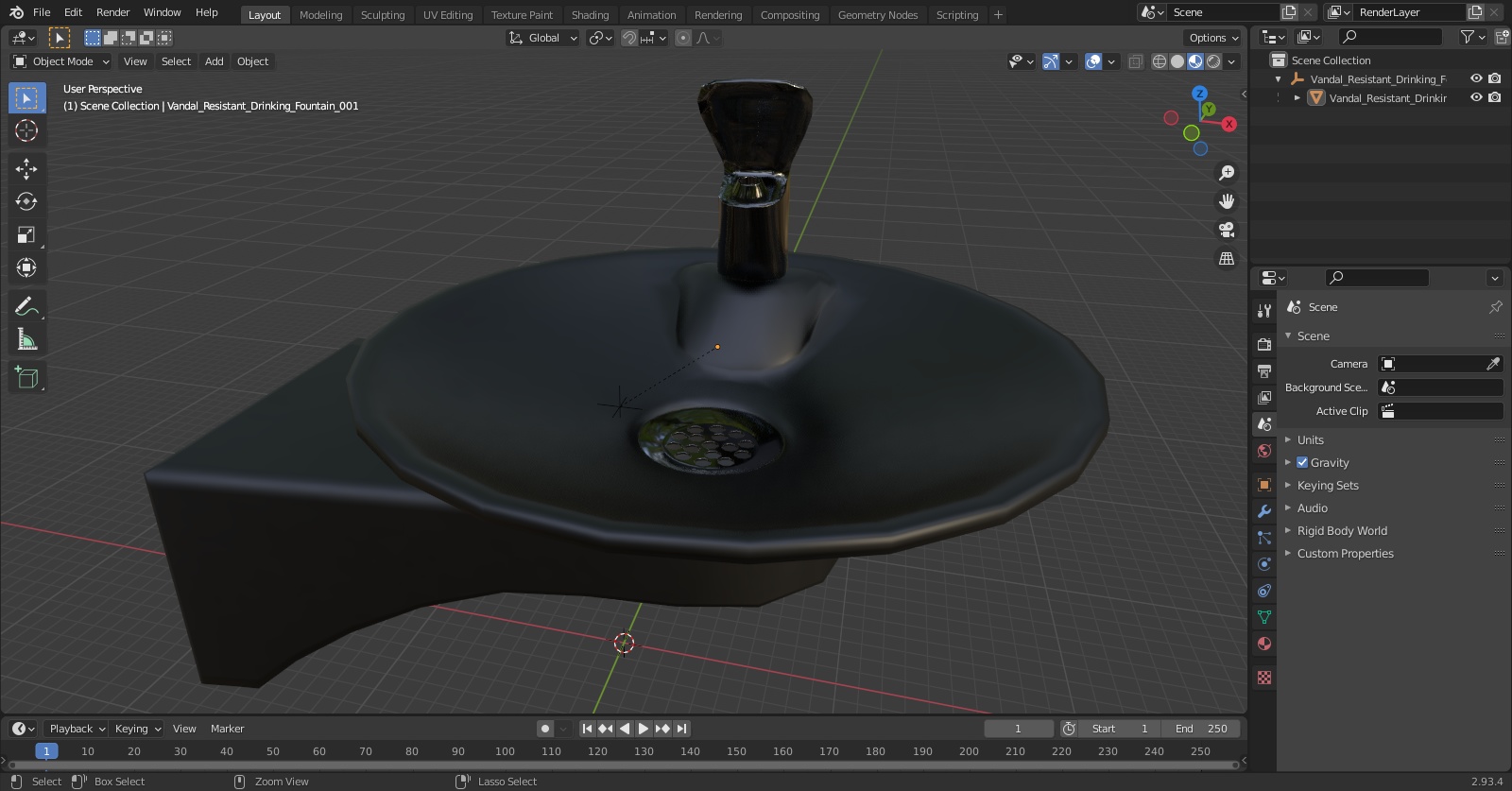 Vandal Resistant Drinking Fountain 3D model