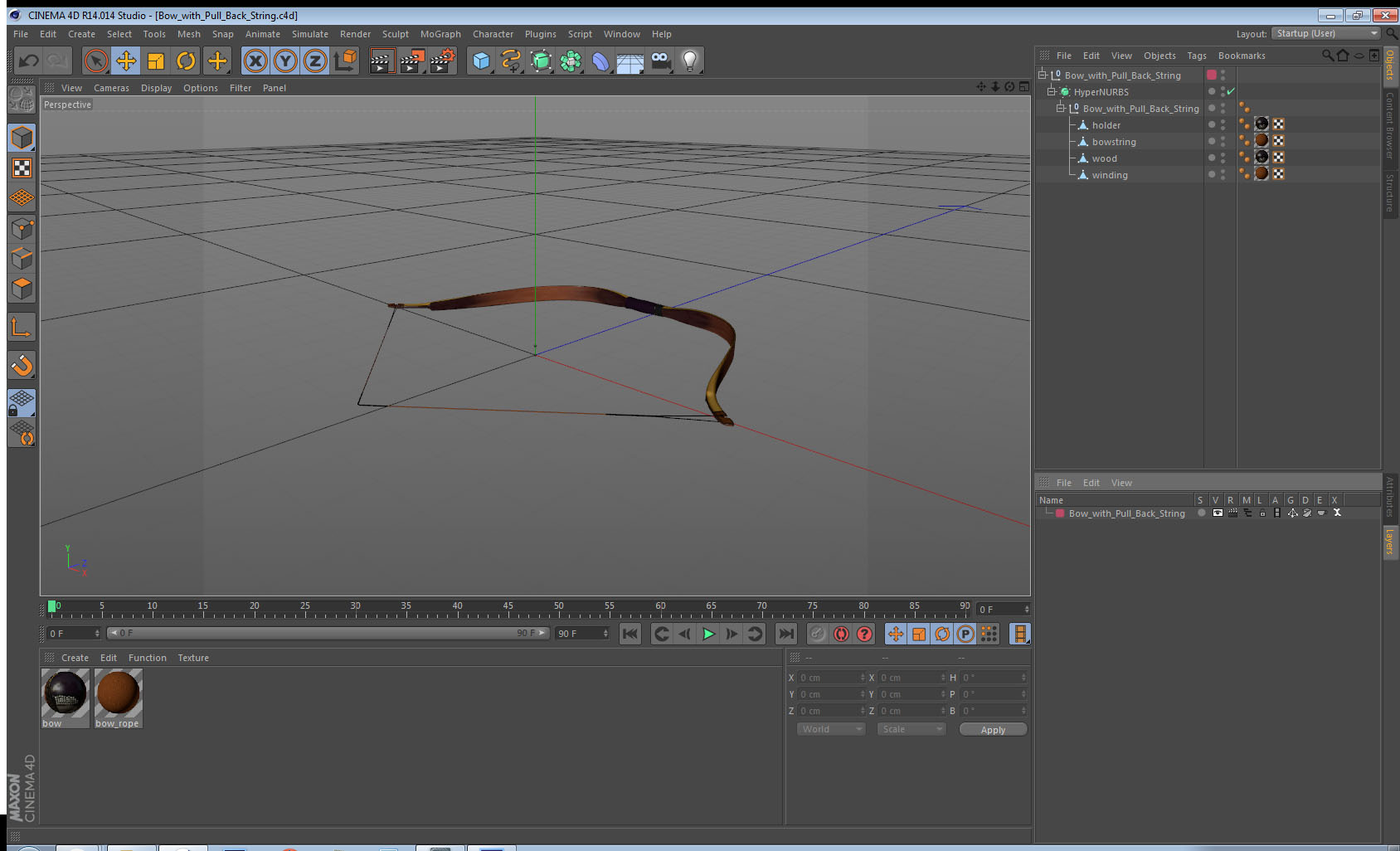 3D model Bow with Pull Back String