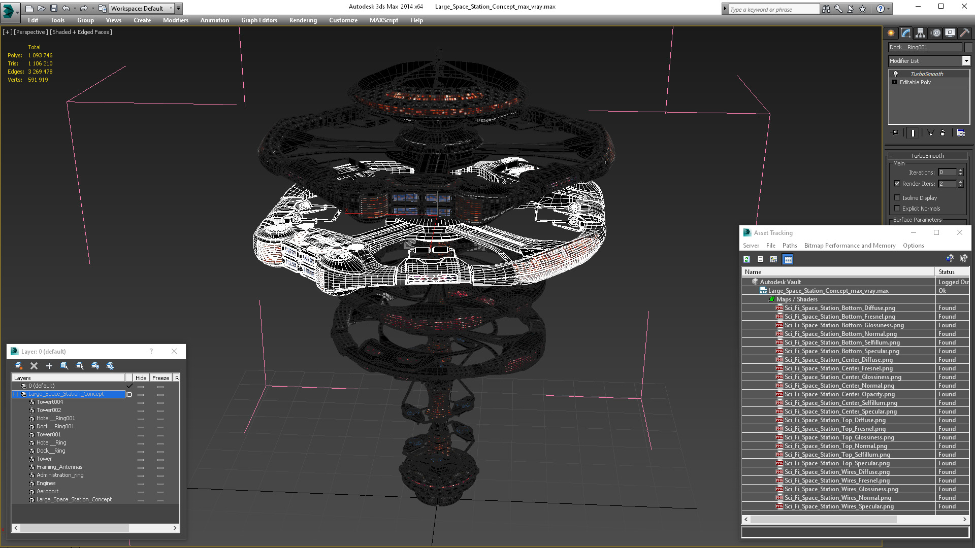 Large Space Station Concept 3D