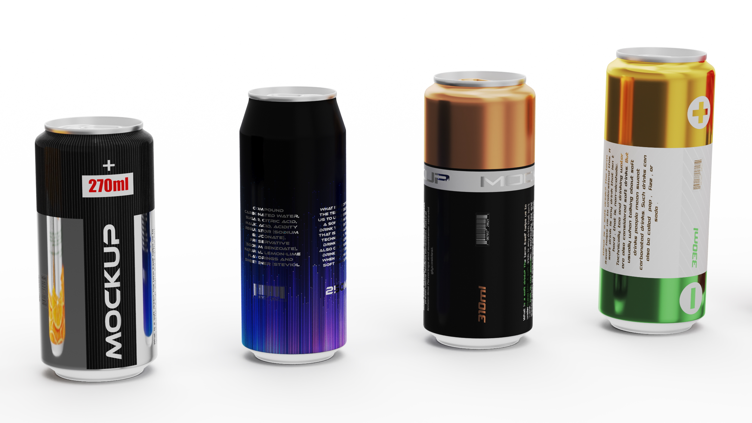 3D Aluminium Beverage Can Mockup Set model