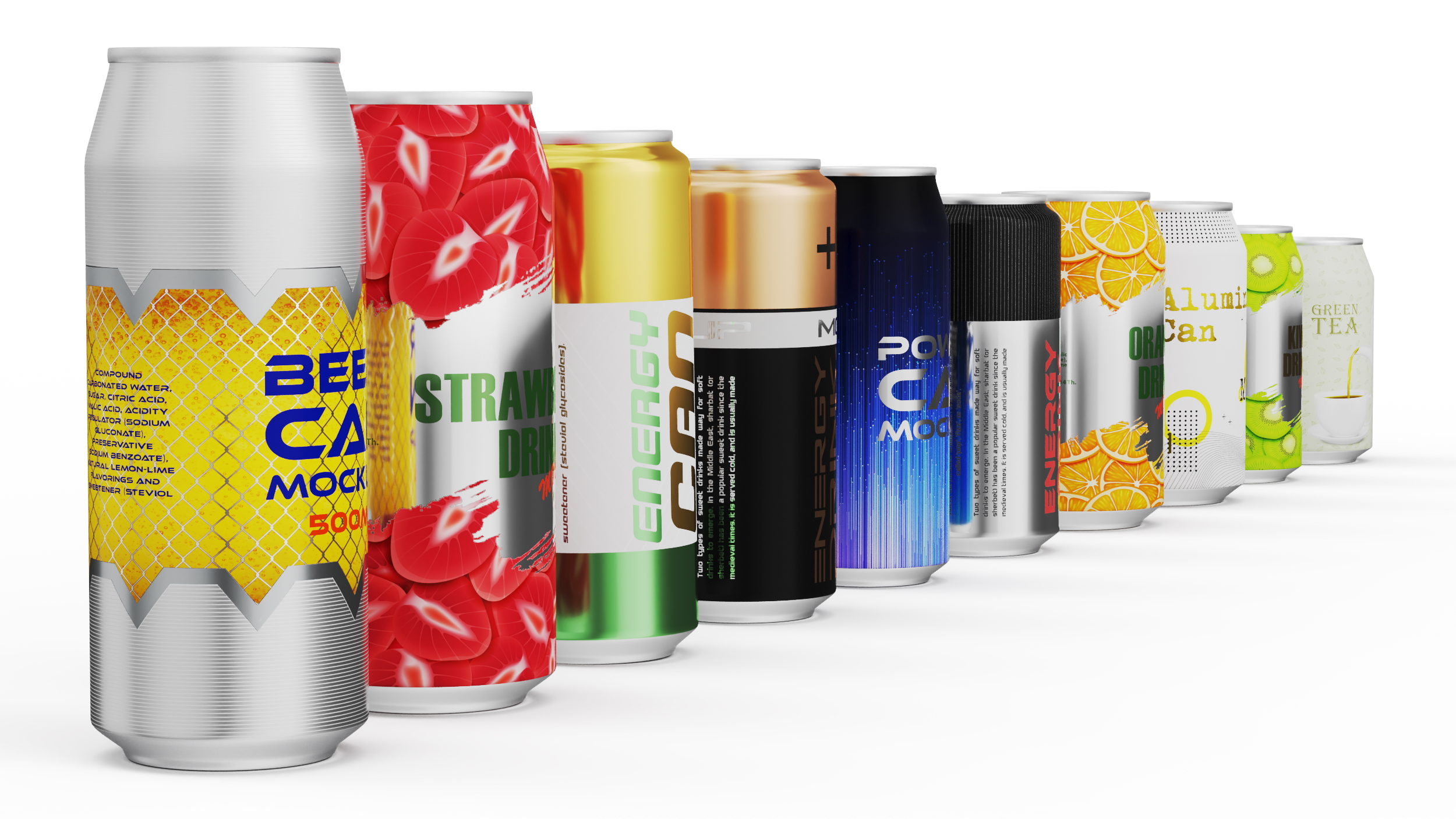 3D Aluminium Beverage Can Mockup Set model