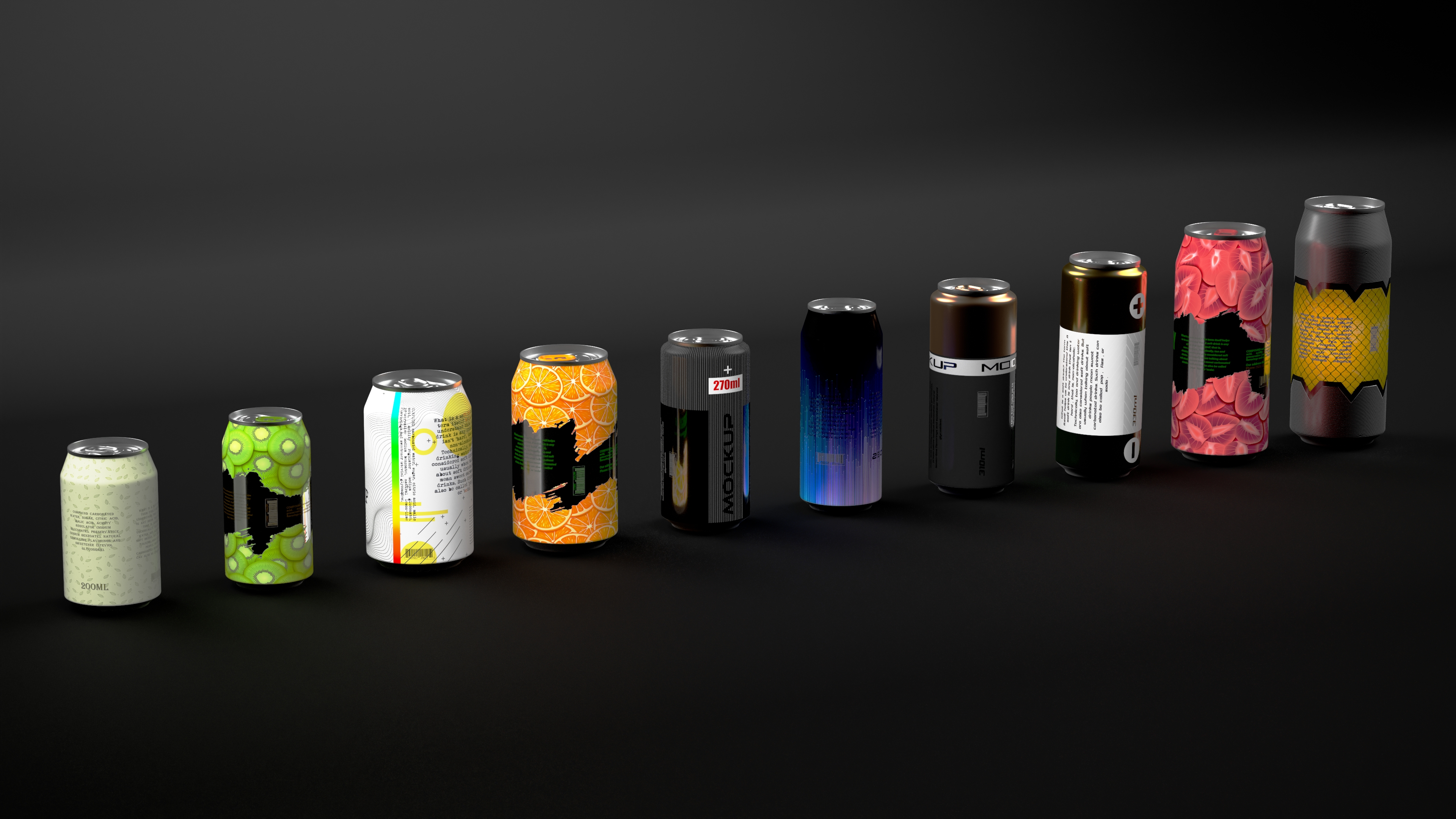 3D Aluminium Beverage Can Mockup Set model