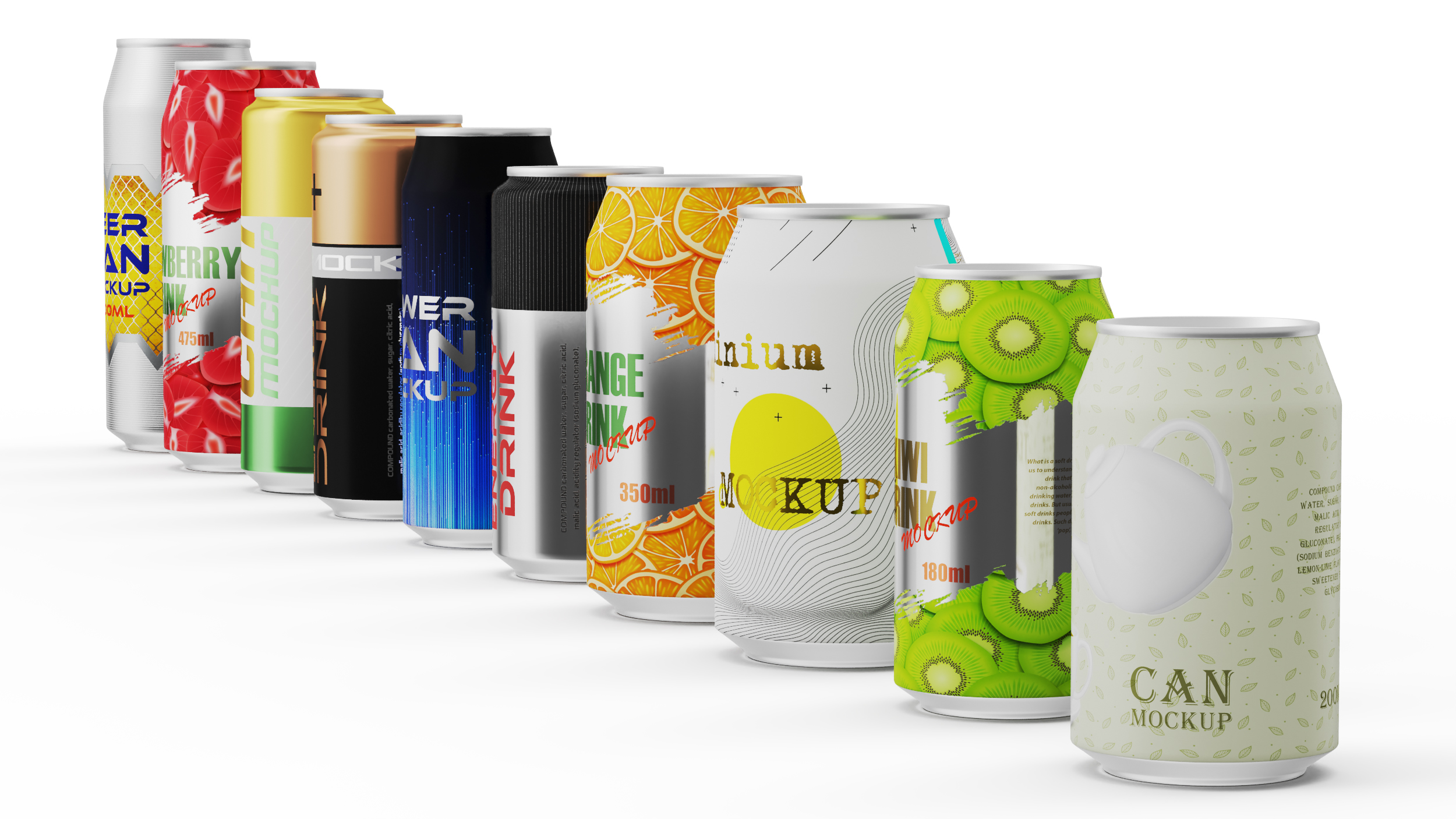 3D Aluminium Beverage Can Mockup Set model