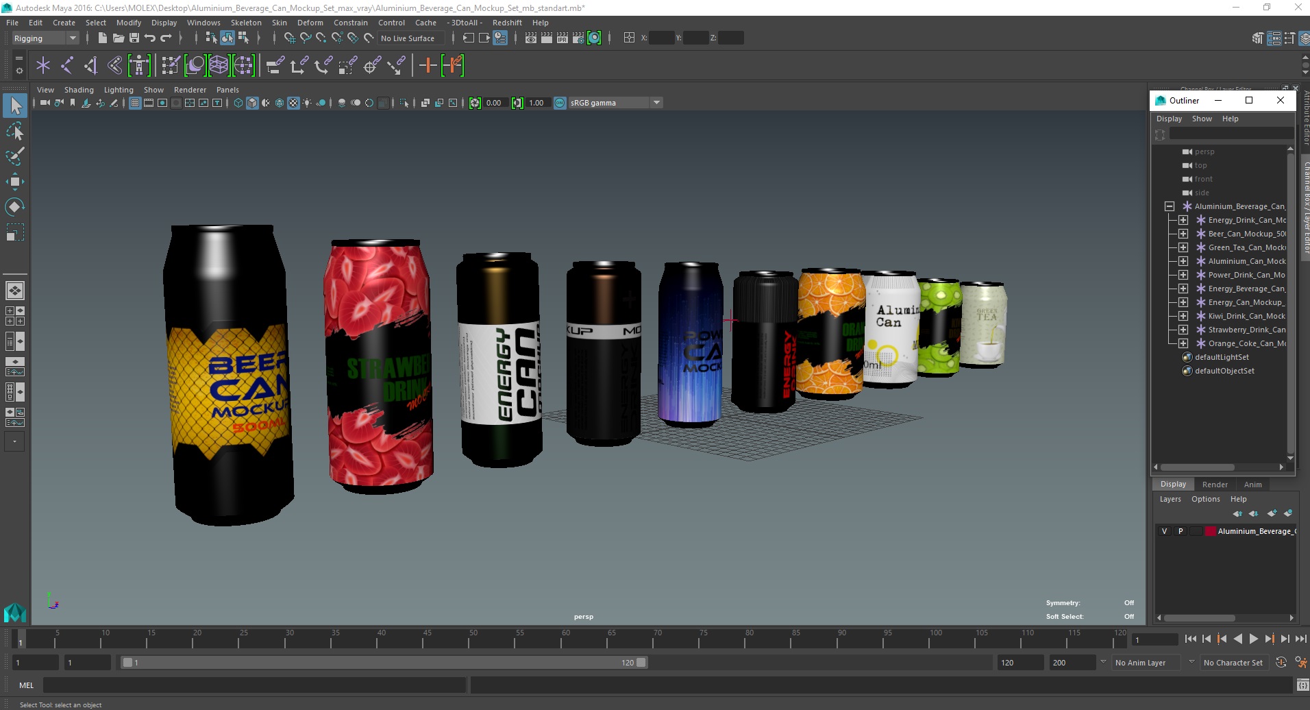 3D Aluminium Beverage Can Mockup Set model