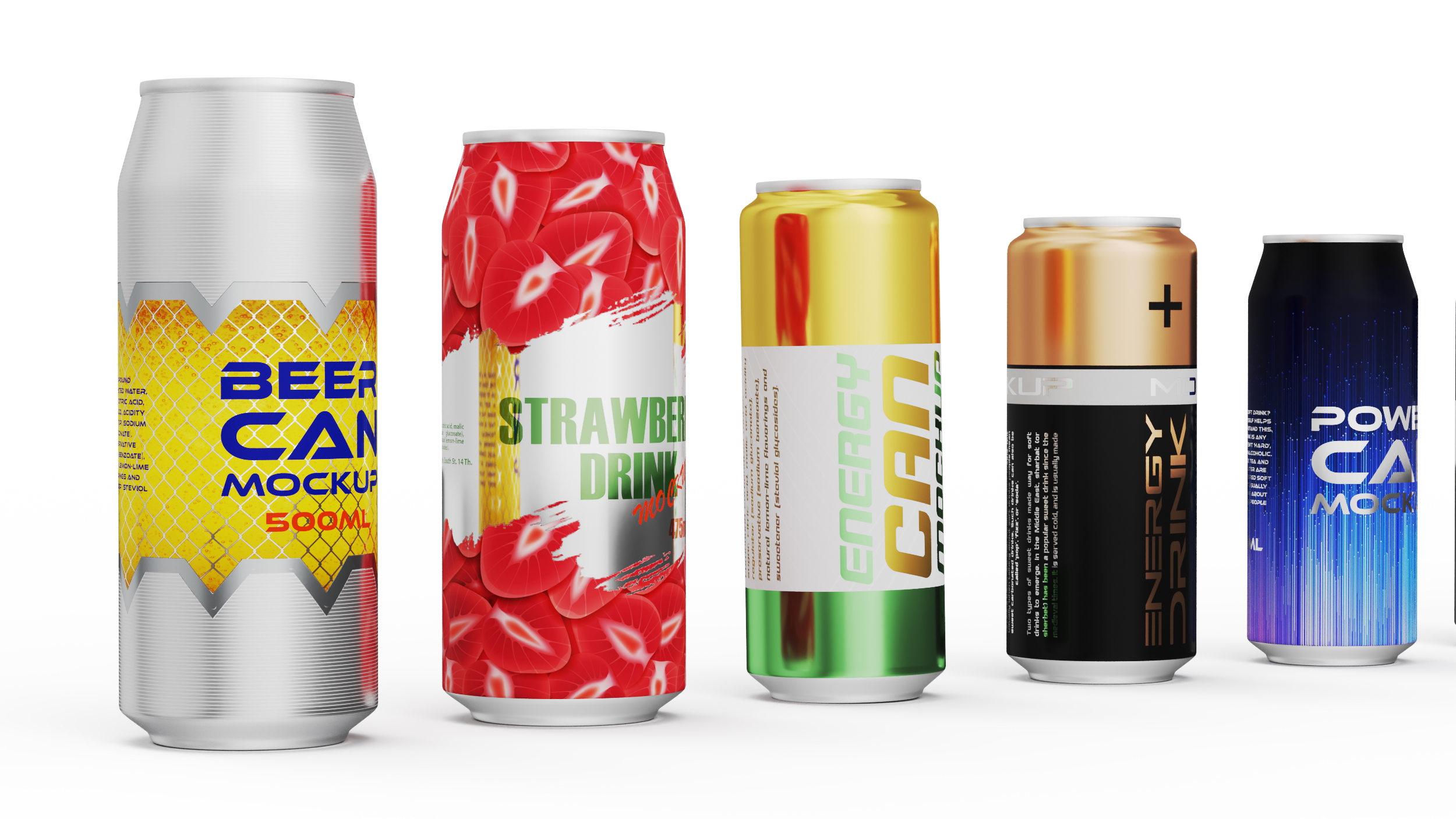 3D Aluminium Beverage Can Mockup Set model