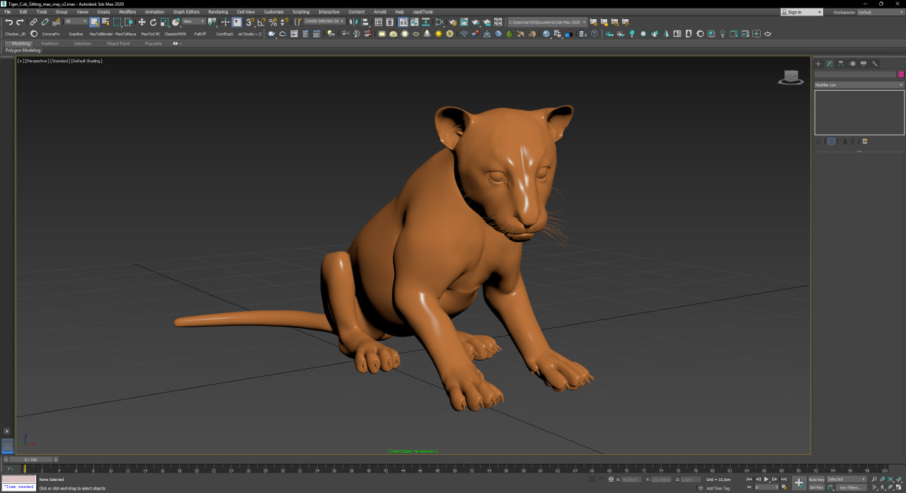 3D model Tiger Cub Sitting for 3D Print