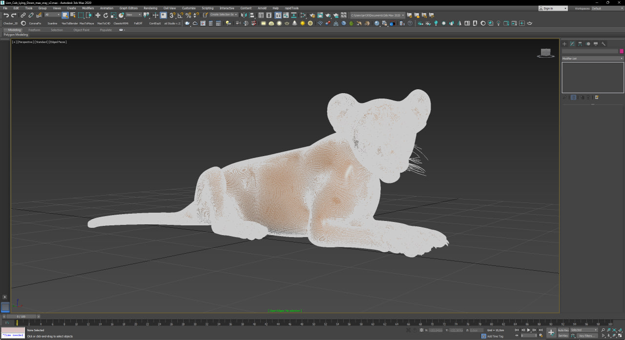 Lion Cub Lying Down for 3D Print 3D