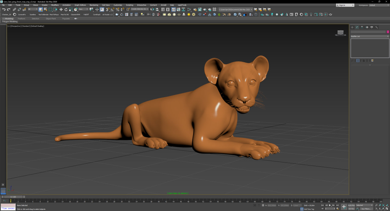 Lion Cub Lying Down for 3D Print 3D