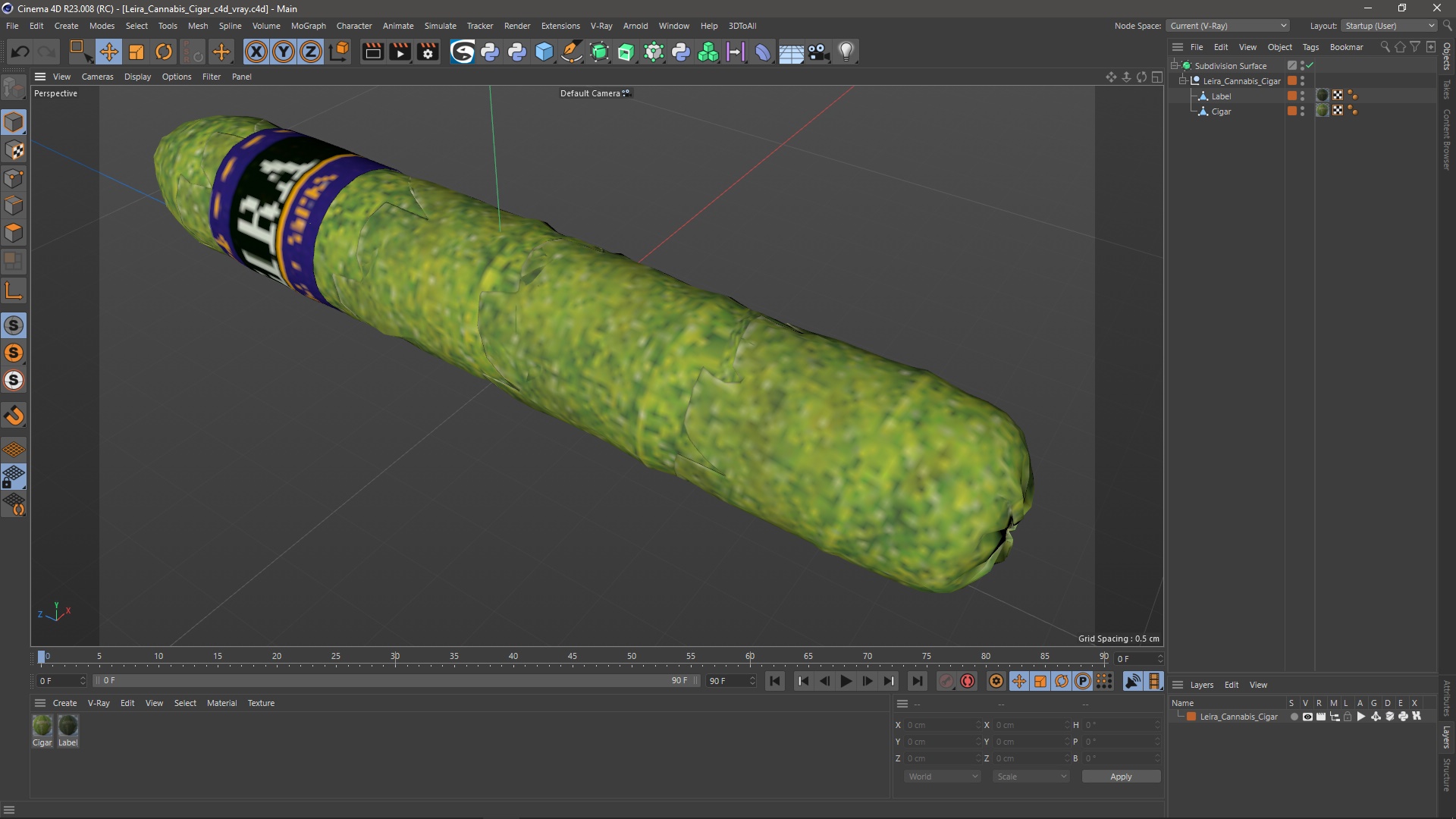 3D model Leira Cannabis Cigar