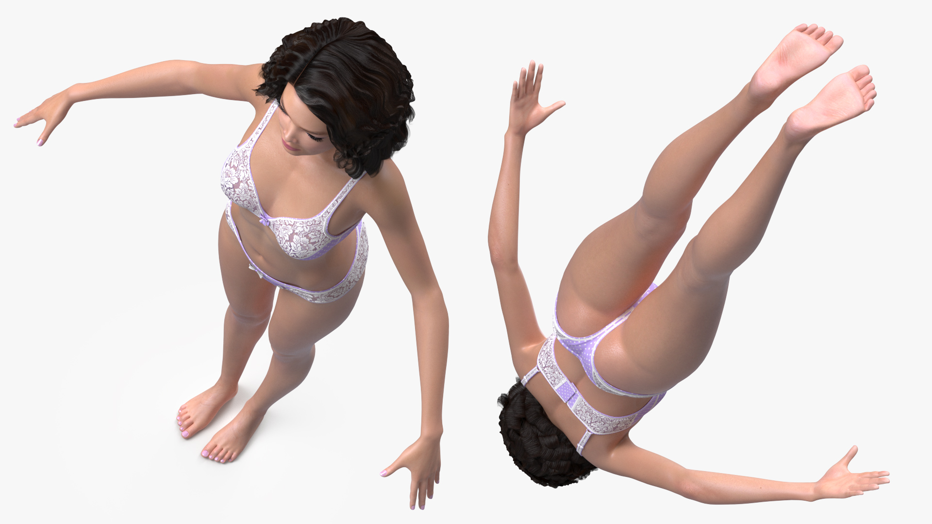 3D model Asian Woman wearing Lingerie T Pose