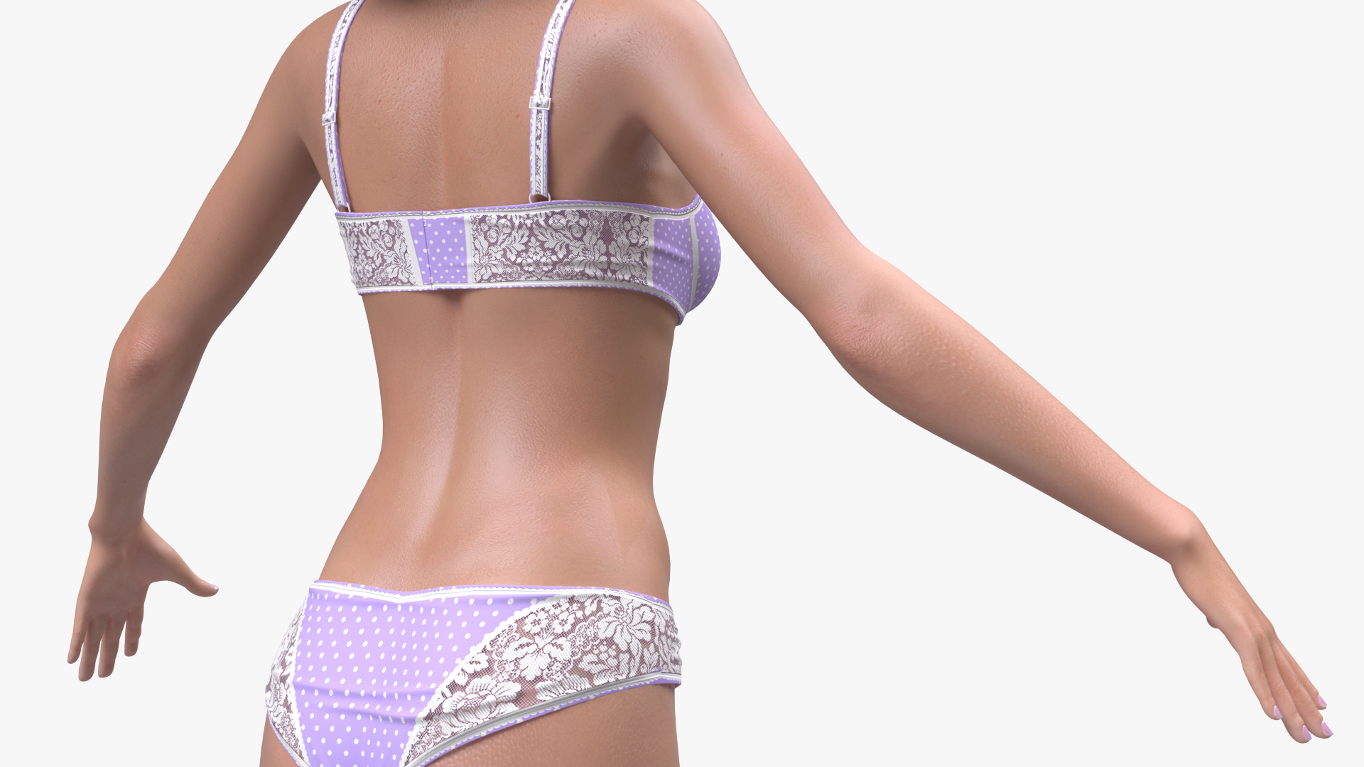 3D model Asian Woman wearing Lingerie T Pose