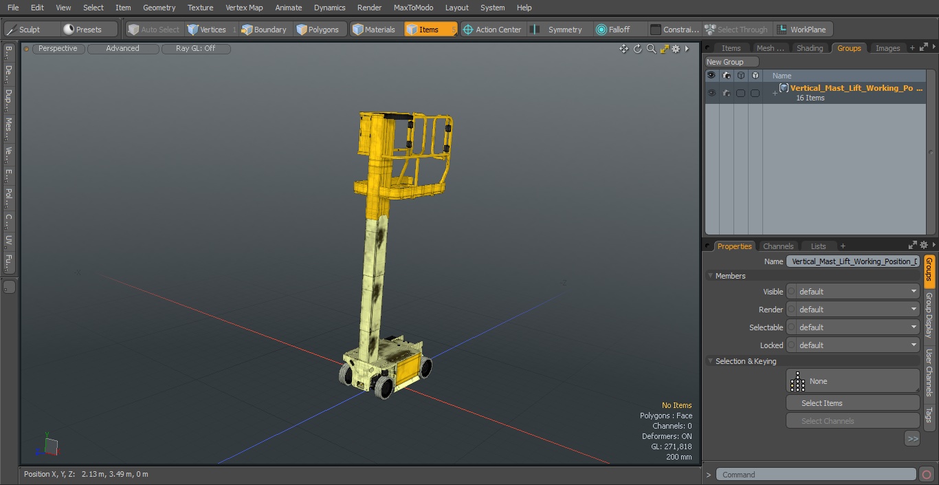 3D Vertical Mast Lift Working Position Dirty