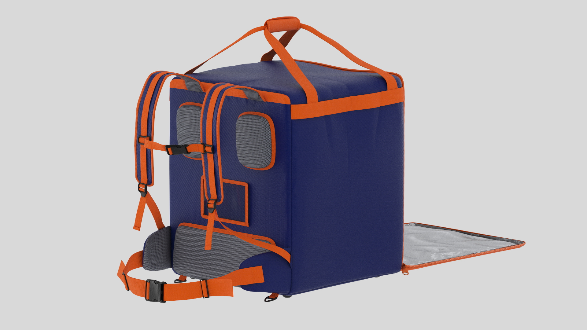 Food Delivery Bag Open Orange Blue 3D model