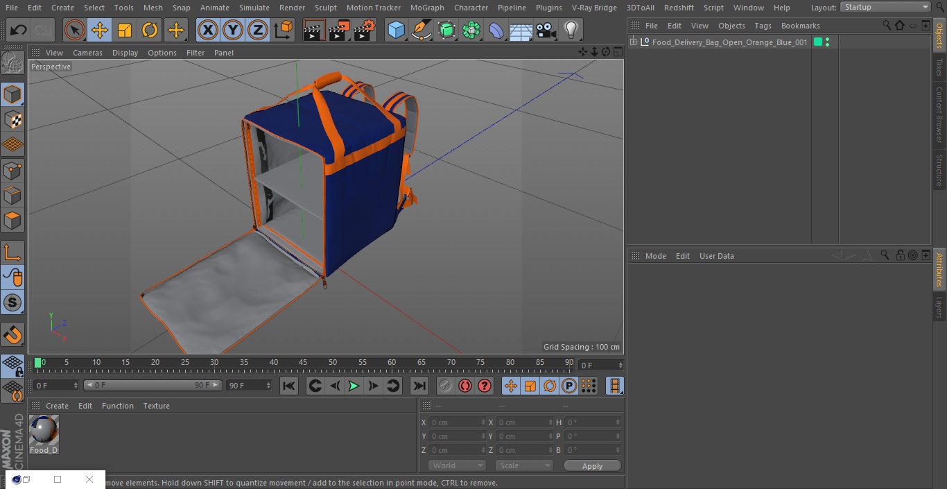 Food Delivery Bag Open Orange Blue 3D model