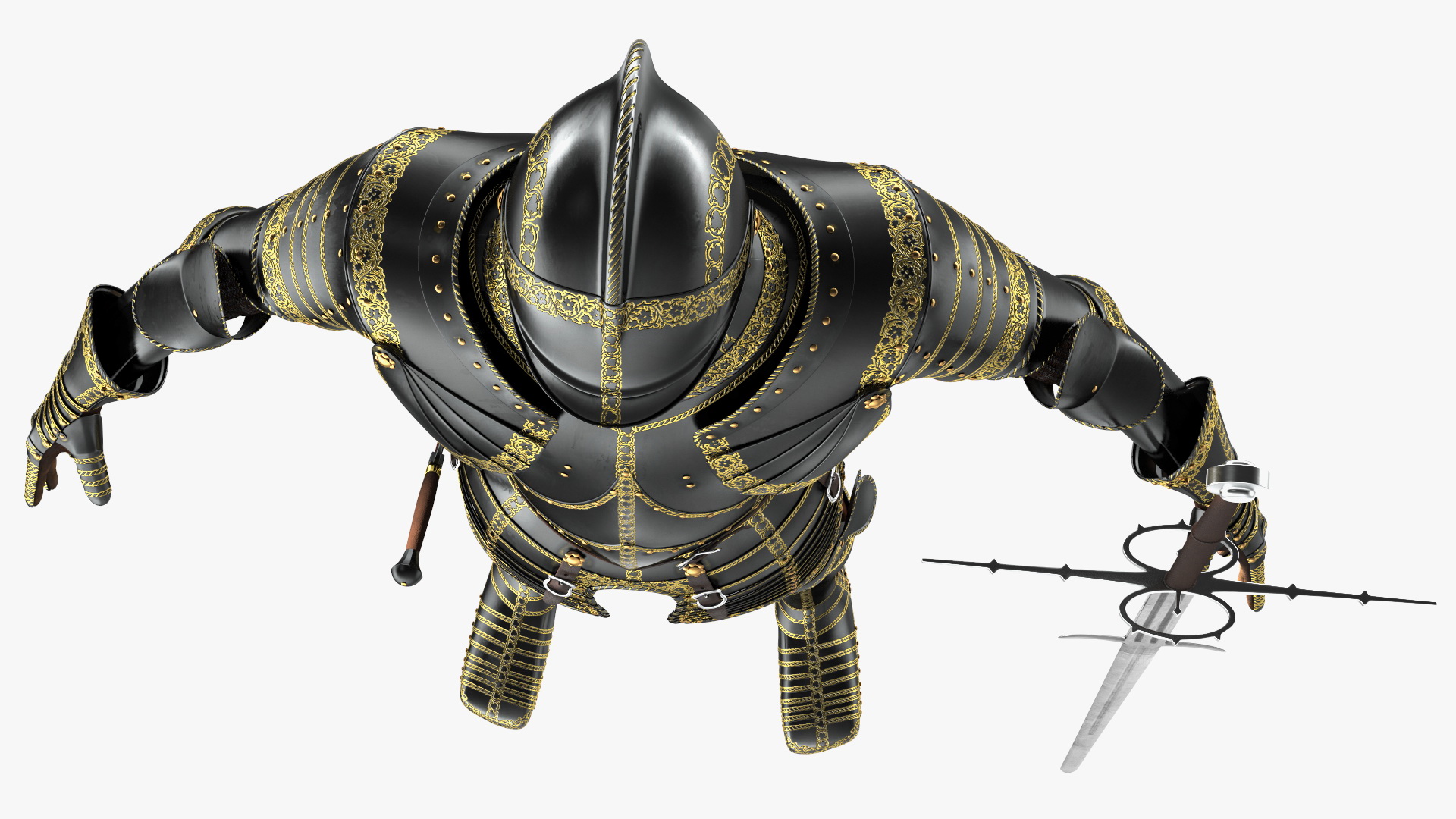 Medieval Knight Black Gold Full Armor Rigged 3D model