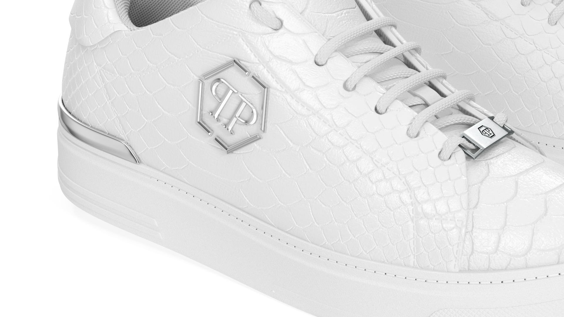 Python Lo-Top Sneakers Philipp Plein White 3D