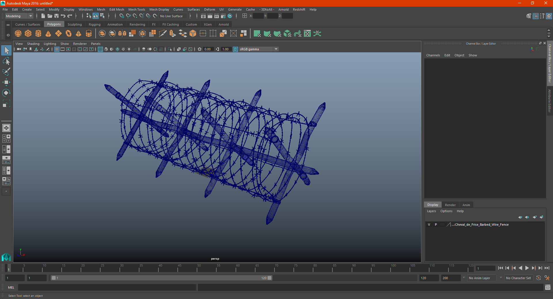 3D Cheval de Frise Barbed Wire Fence model