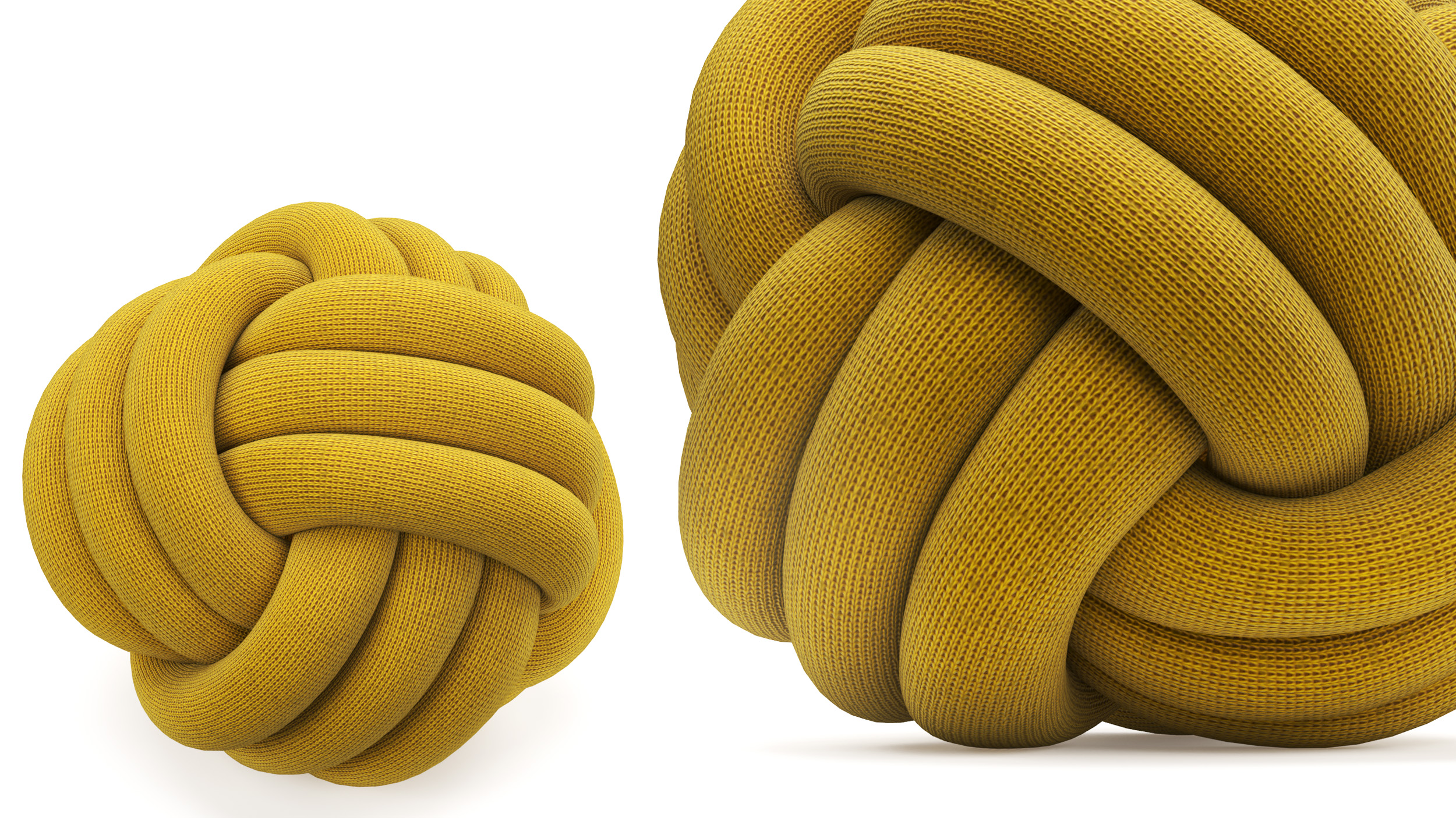 3D model Knot Pillow Mustard Color