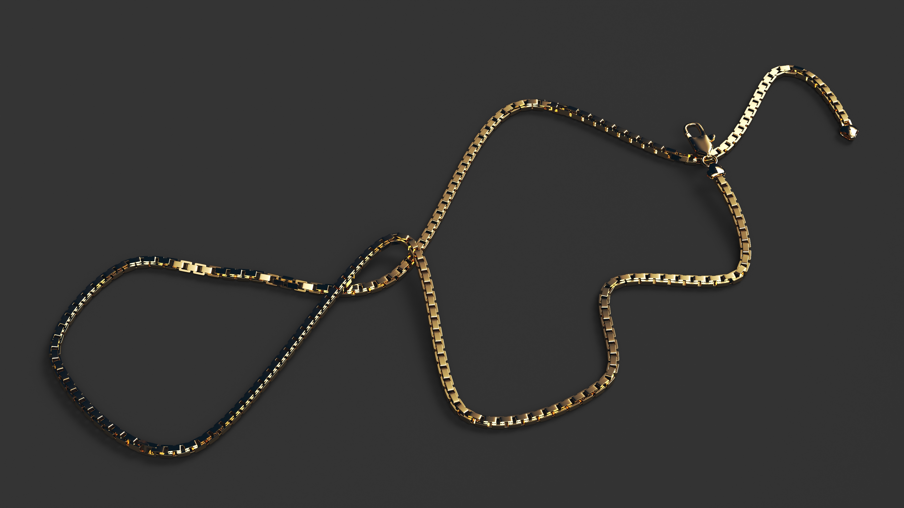 3D Gold Box Chain Rigged